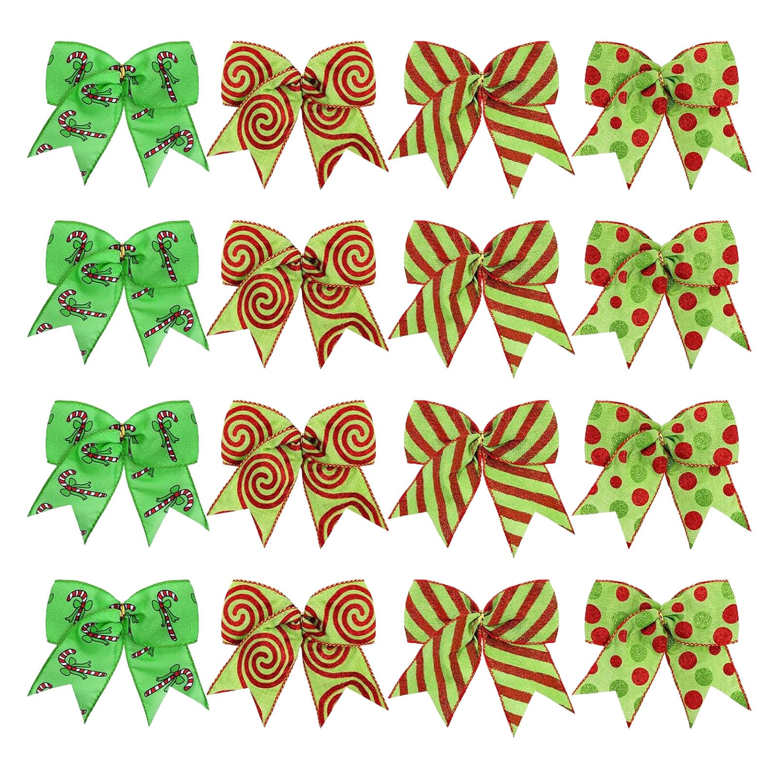 carotoe Of 16 Sparkling Christmas Bowknot Ornament Efficient Polyester Ribbon Hanging Accent for Mantles Window Gift Decoration Festival Tree Hanging Accessories