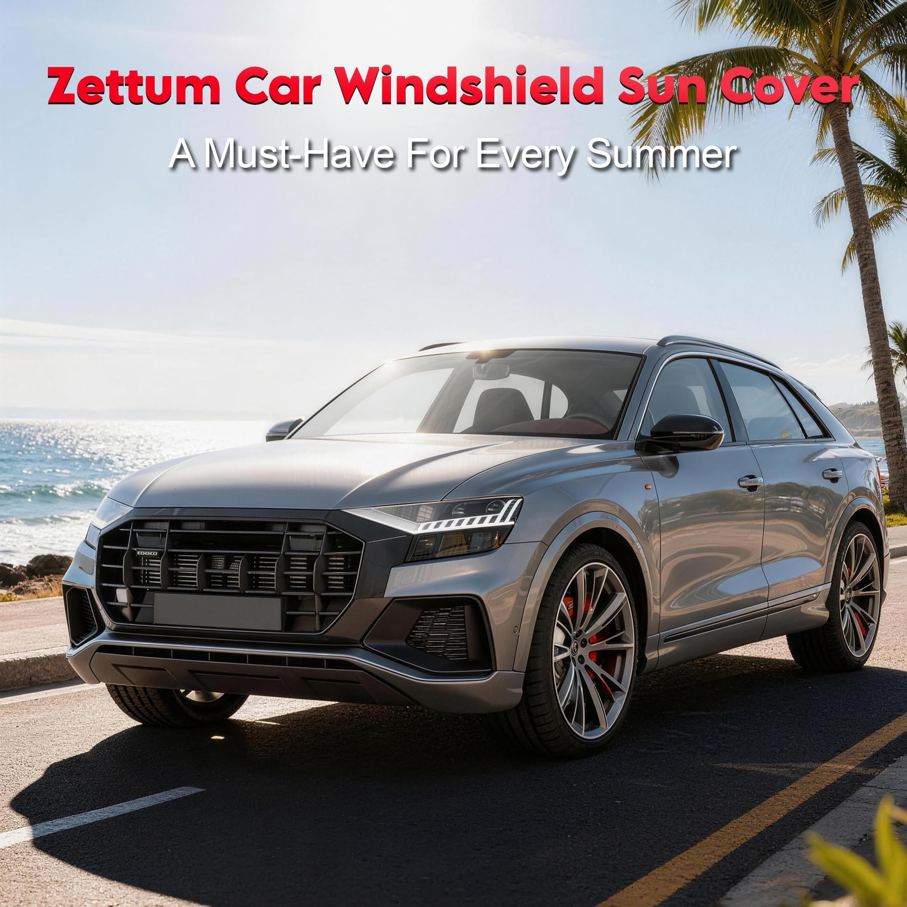 Zettum Pare Soleil Voiture 600D Imperméable UV SUV Monospace 177×127 cm | Pour gros véhicules, isolant solaire. Tissu PU résistant, fixation anti-vent, ne se décolor pas longtemps.