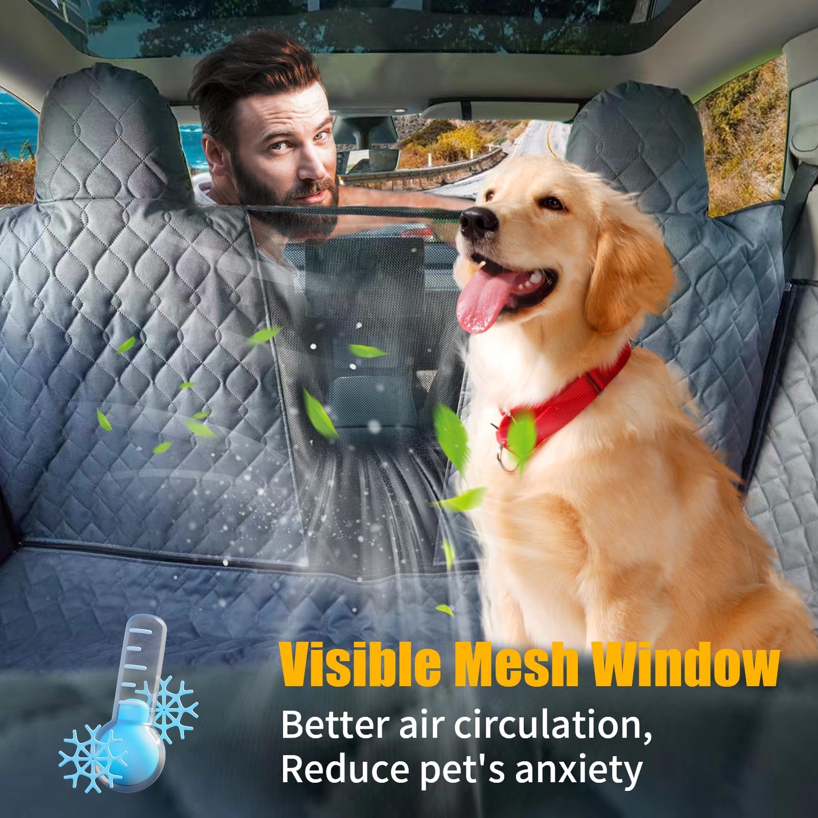 TTCR-II Kompatibel mit Autoschondecke Hund Rücksitz Tesla Model 3 Y S 2018-2023 Wasserdicht & Kratzfest Hundedecke Auto Rückbank für Seitenschutz & Sichtfenster Model 3 Y Autoschondecke Hundedecke
