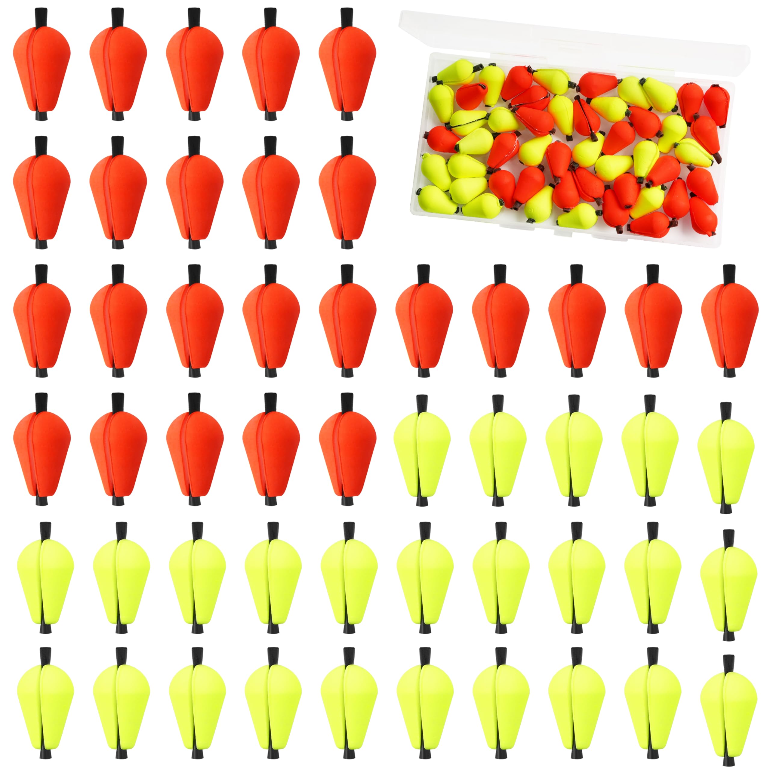 OROOTL Fishing Float Bobbers Strike Indicators, 50 Pack Foam Bobbers for Fishing Bright Floats Fly Fishing Strike Indicators for Trout Panfish Crappie Walleye