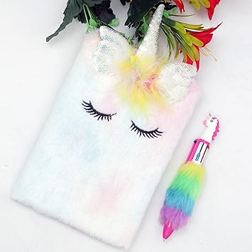 Yoop Unicorn Feather Diary with Pen for Girls with fur pen & fur diary(7 Days Returnable)
