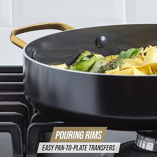 Miniatura 12 de Blue Diamond Sartén de 4 cuartos de galón con tapa, cerámica de diamante no tóxica sin PFAS de inducción, antiadherente, apta para lavavajillas