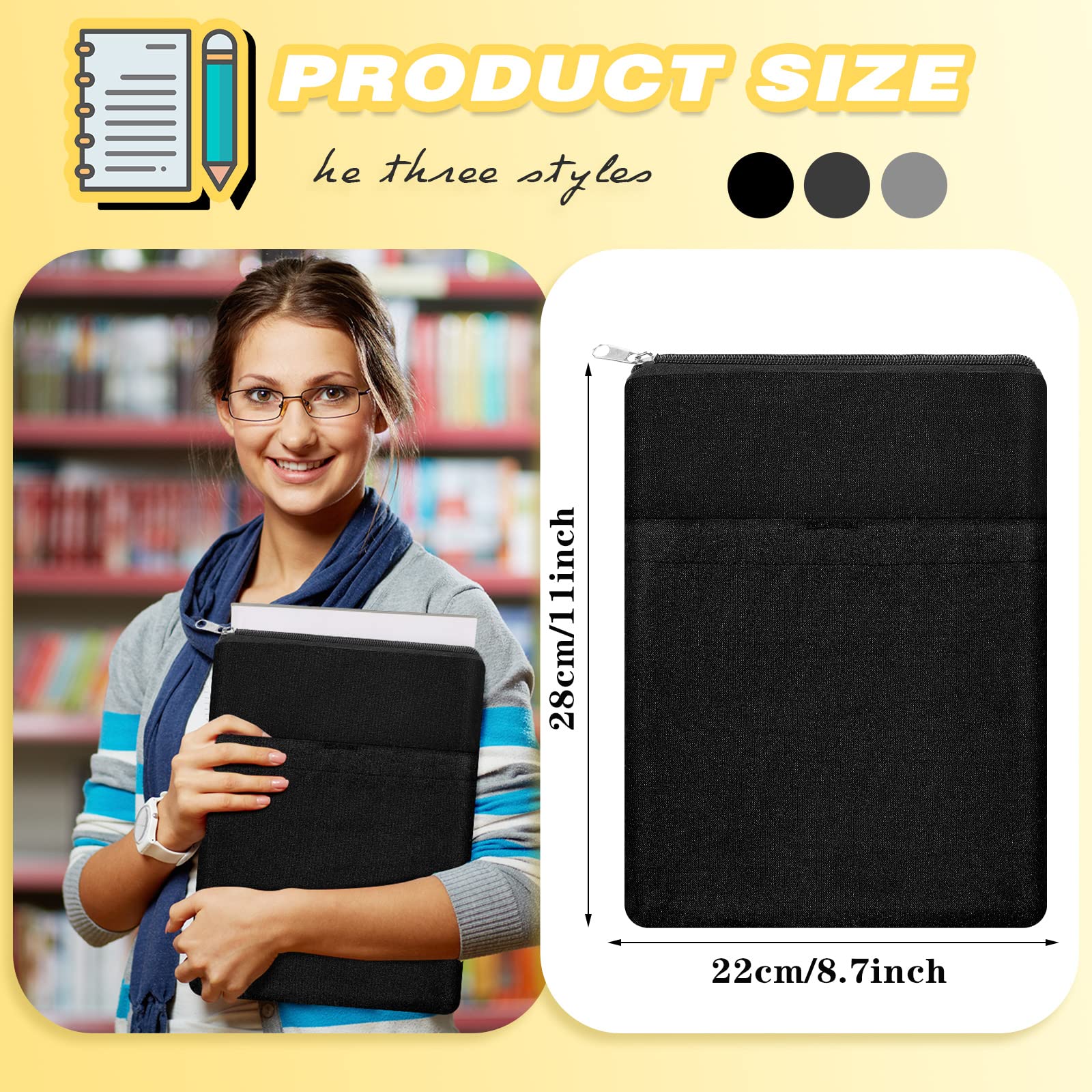 Amazon.com: Roowest 3 Pcs Book Protector Sleeve with Zipper Covers