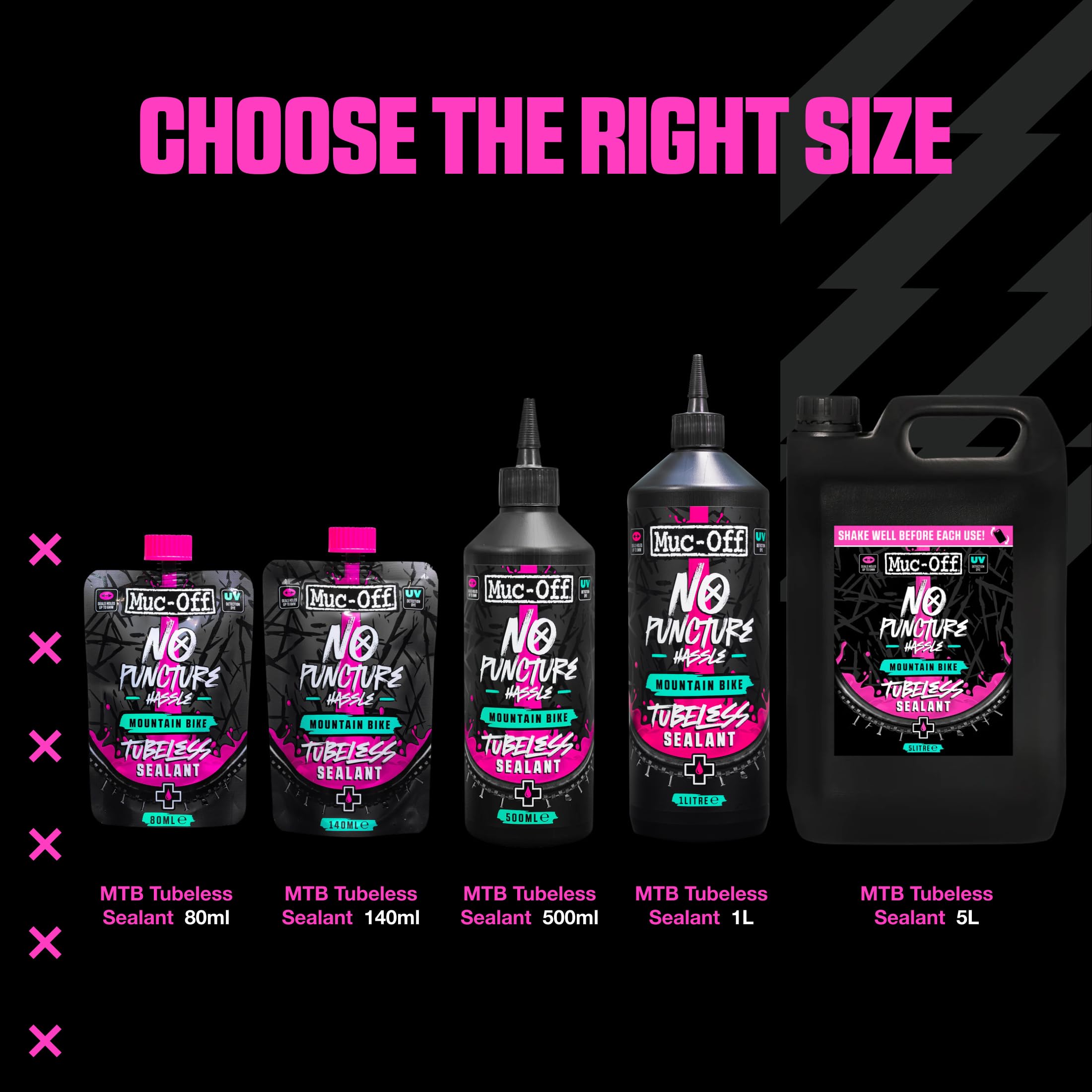 Muc-Off No Puncture Hassle Tubeless Sealant, 1 l - Liquido Tubeless Avanzato con Colorante Tracciante UV - Lattice per Tubeless Sigilla Strappi e Fori Fino a 6 mm