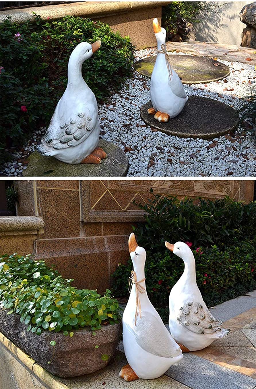 Mini statuetka z białej gęsi, dekoracja domu, ogrodu, patio, wykonana z żywicy