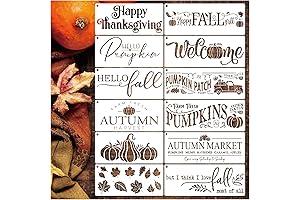 Fall Stencils for Painting on Wood, DIY Hello Pumpkin Thanksgiving Stencil Crafts Reusable
