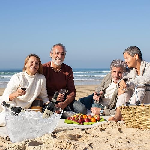 Miniatura 6 de Cubo de hielo  Cubos de hielo para fiestas  Cubo de champán acrílico transparente con asas fáciles de transportar  Cubo transparente largo y