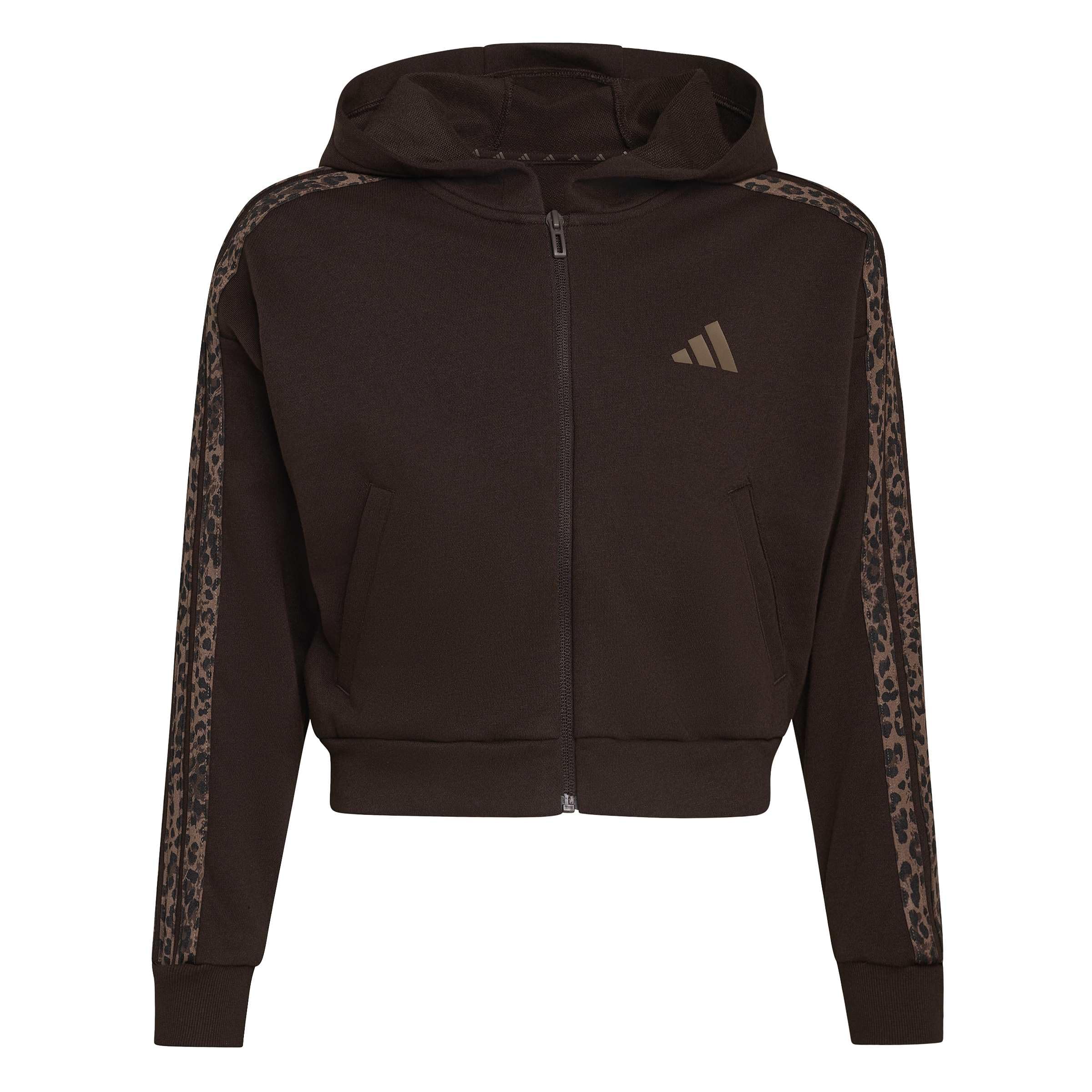 adidas Dziewczynki Seasonals Animal Full Zip Hoodie Sweatshirt, Aurora Coffee/MULTICOLOR/earth strata, 9-10 Years