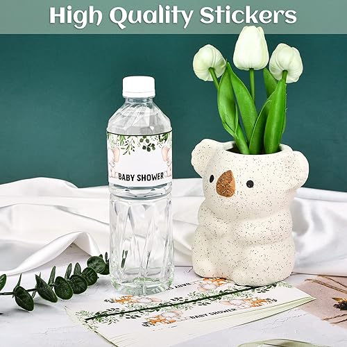 Miniatura 5 de 48 etiquetas para botellas de agua de animales de la selva, envolturas para botellas de agua para baby shower, calcomanías impermeables para