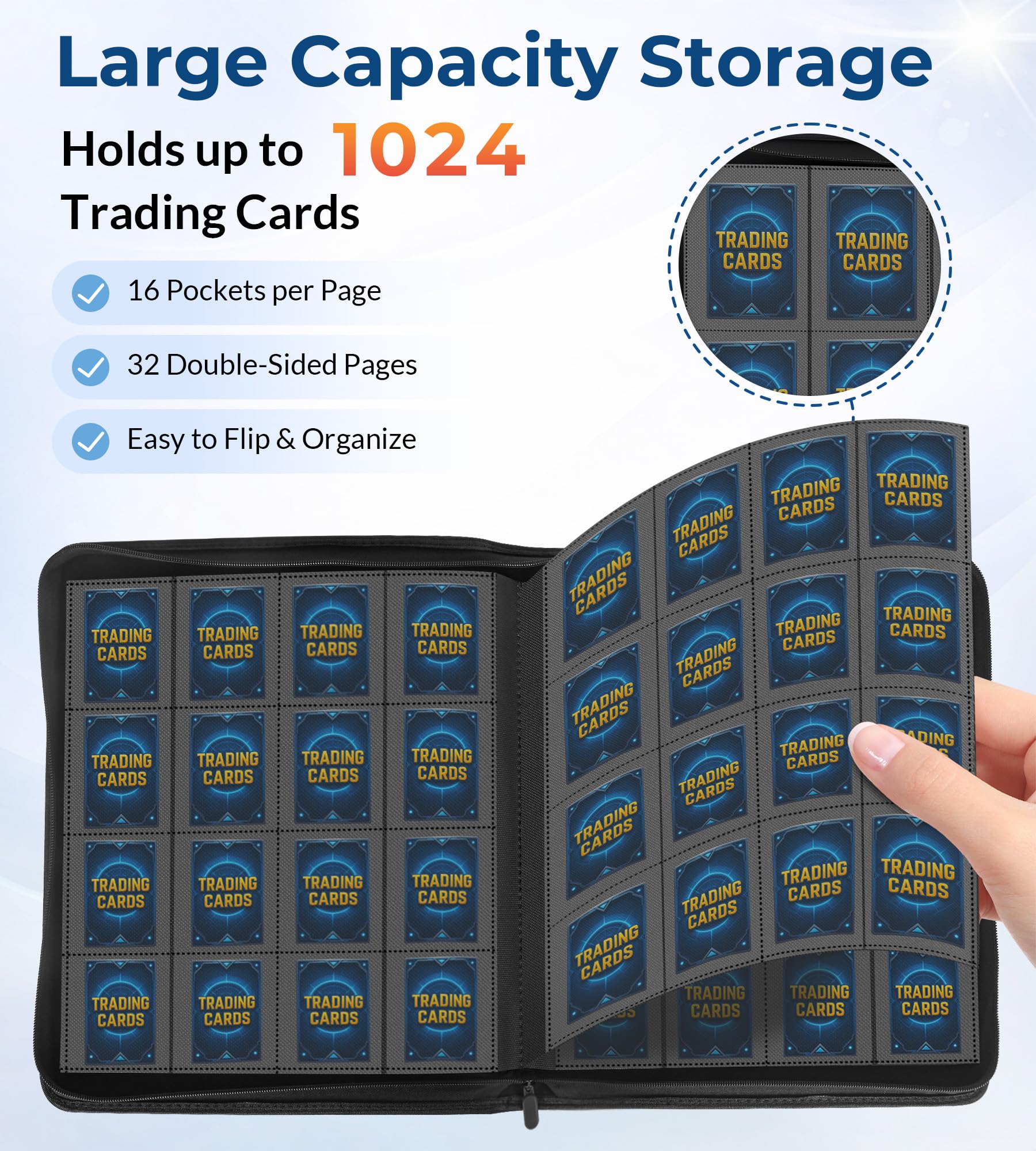 card binder top loader Corsweet Leather Toploader Binder for Trading Cards, 9 Pockets, 360  Capacity, Black