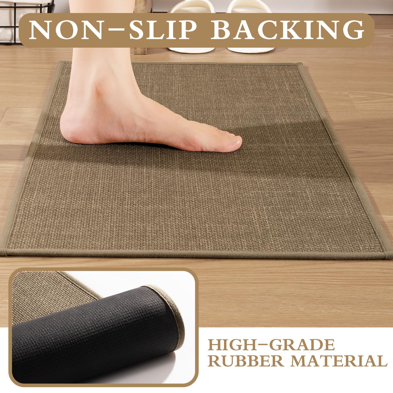 YIHOUSE Juego de 4 alfombras de baño marrones, absorbentes, antideslizantes, lavables, de secado rápido, delgadas, para inodoro y suelo