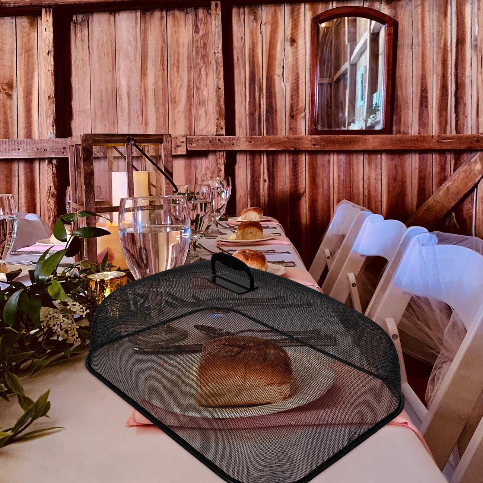 Outdoor Tent Iron Mesh Food Cover, Metal Food Tent, Reusable Square Food Nets Fruit Cover Net Patio Food Net Protective Dish Cover For Indoor Outdoor Black 47x34cm Mesh Tent