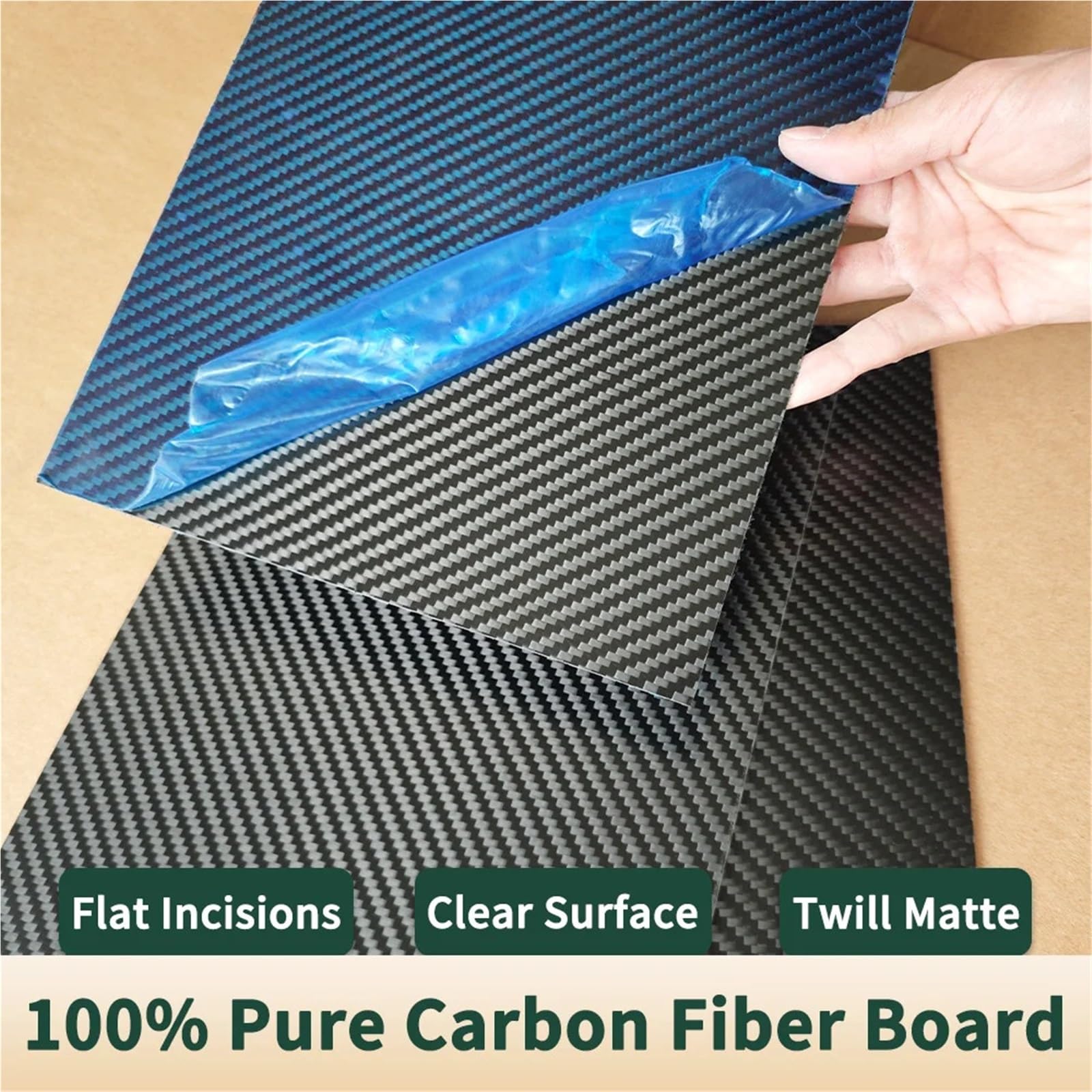 płyty z włókna węglowego, 1 sztuka 3K Twill matowy arkusz płyty z włókna węglowego 200x400mm 0,5-6,0mm(0.5mm Twill Matte)