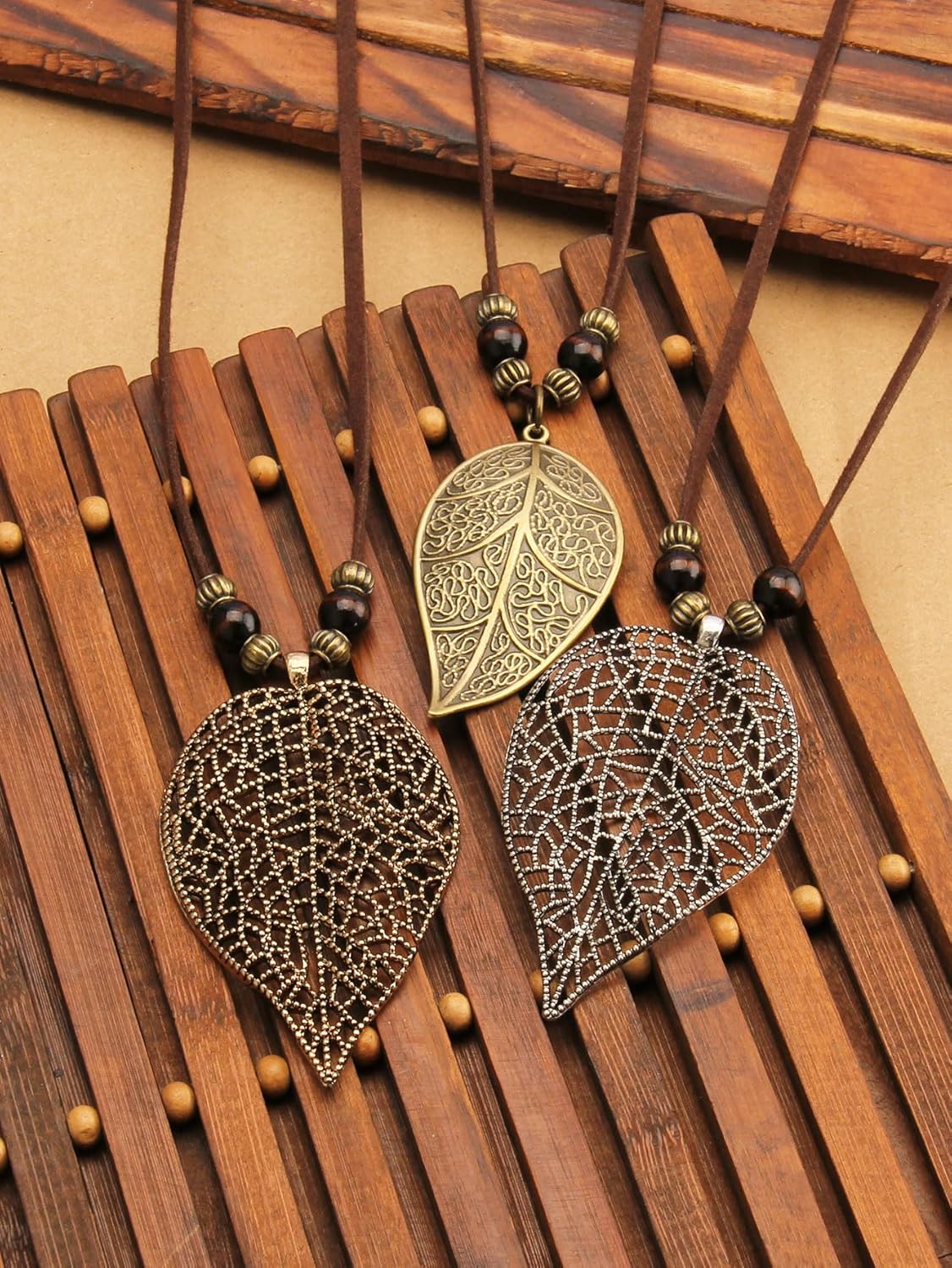 Leather Necklace for Women Long Boho Pendant Hippie Choker Necklace Bohemian Layered Leather Rope Wooden Jewelry Gifts - Image 8