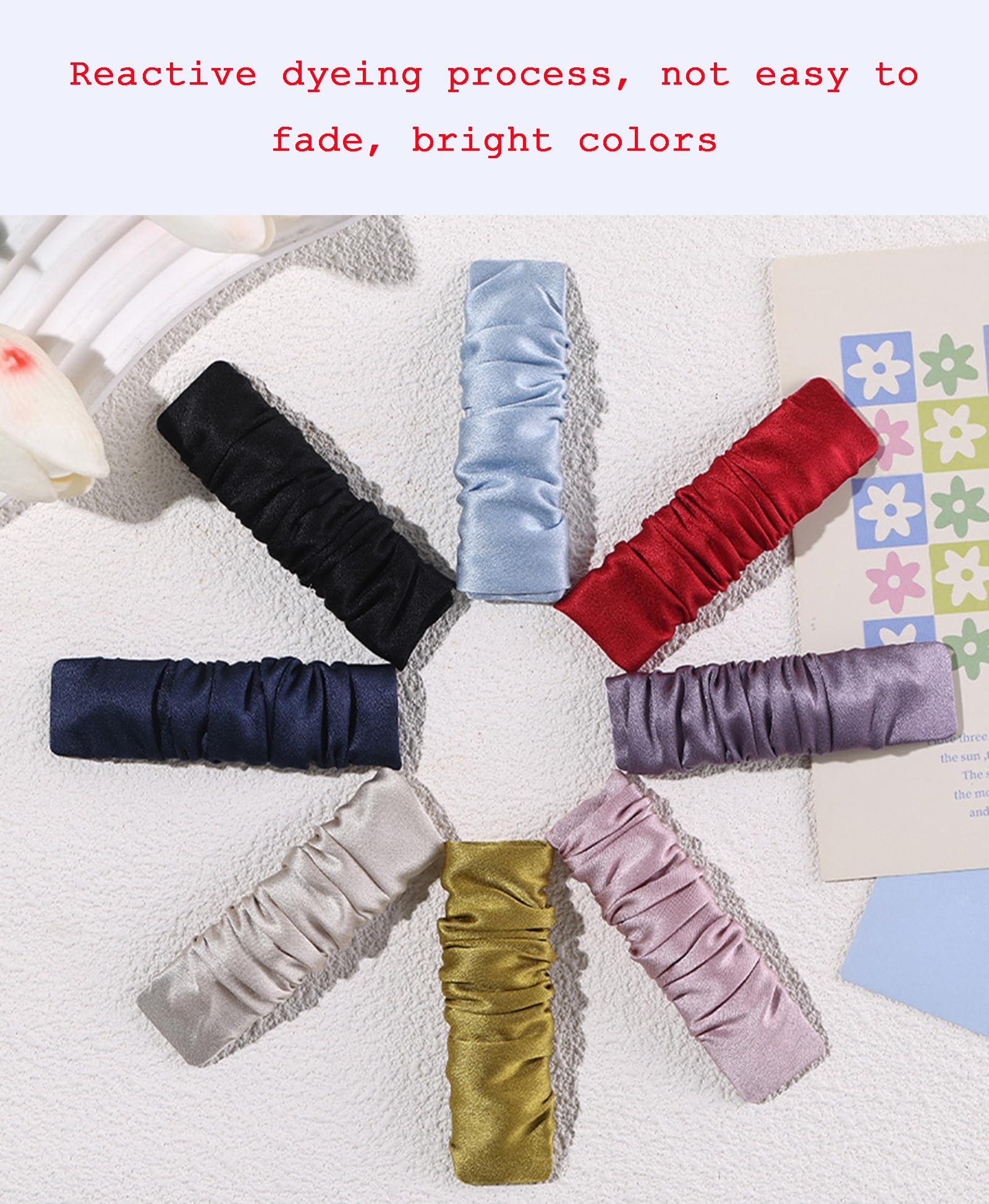 Confezione da 8 Fermagli per Capelli da Donna in Seta di Gelso Eleganti Plissettati Che Non Lasciano Segni Accessori per Lo Styling,8pcs Set