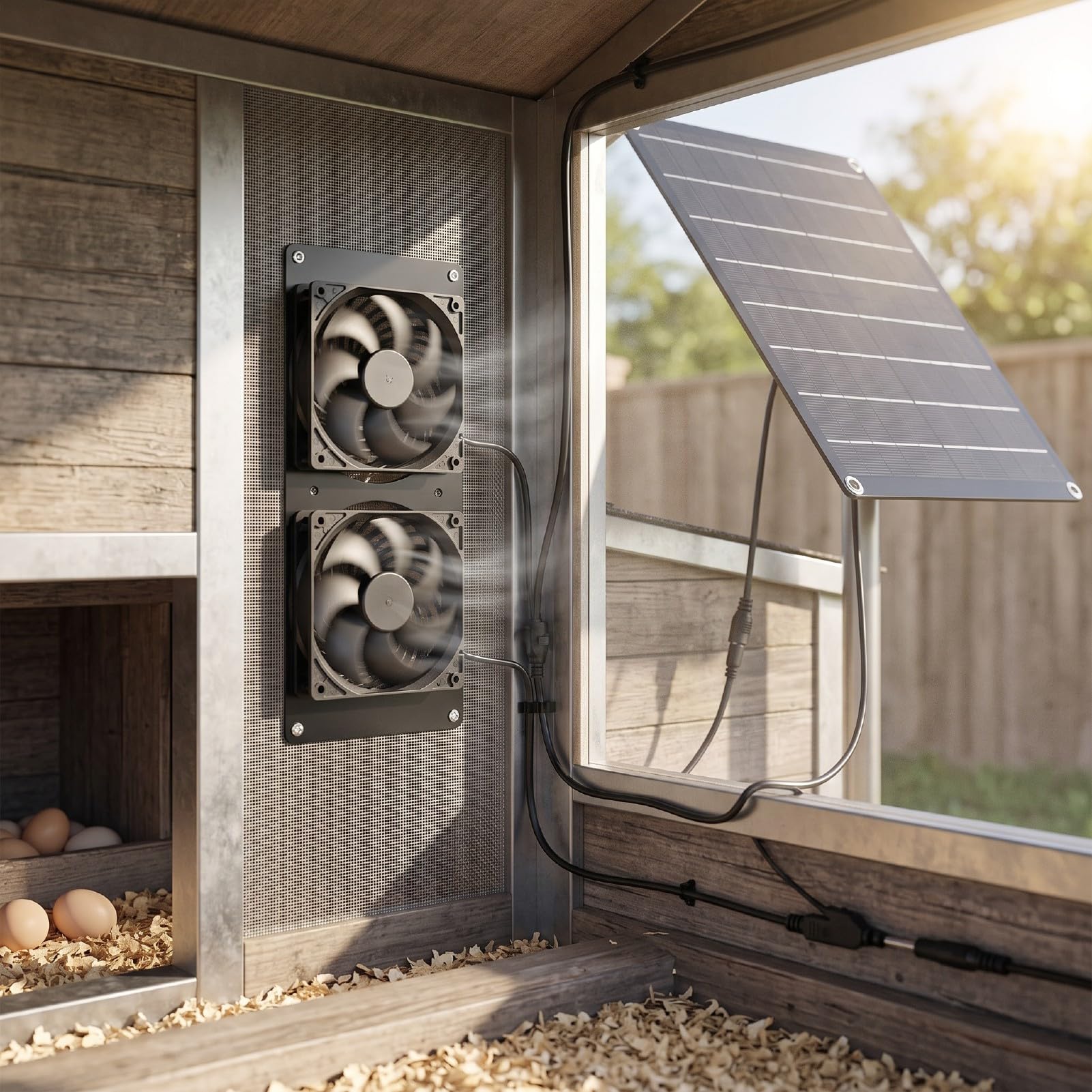 Kit Ventilateur énergie Solaire, 25W, Double Ventilateur, 3000RPM