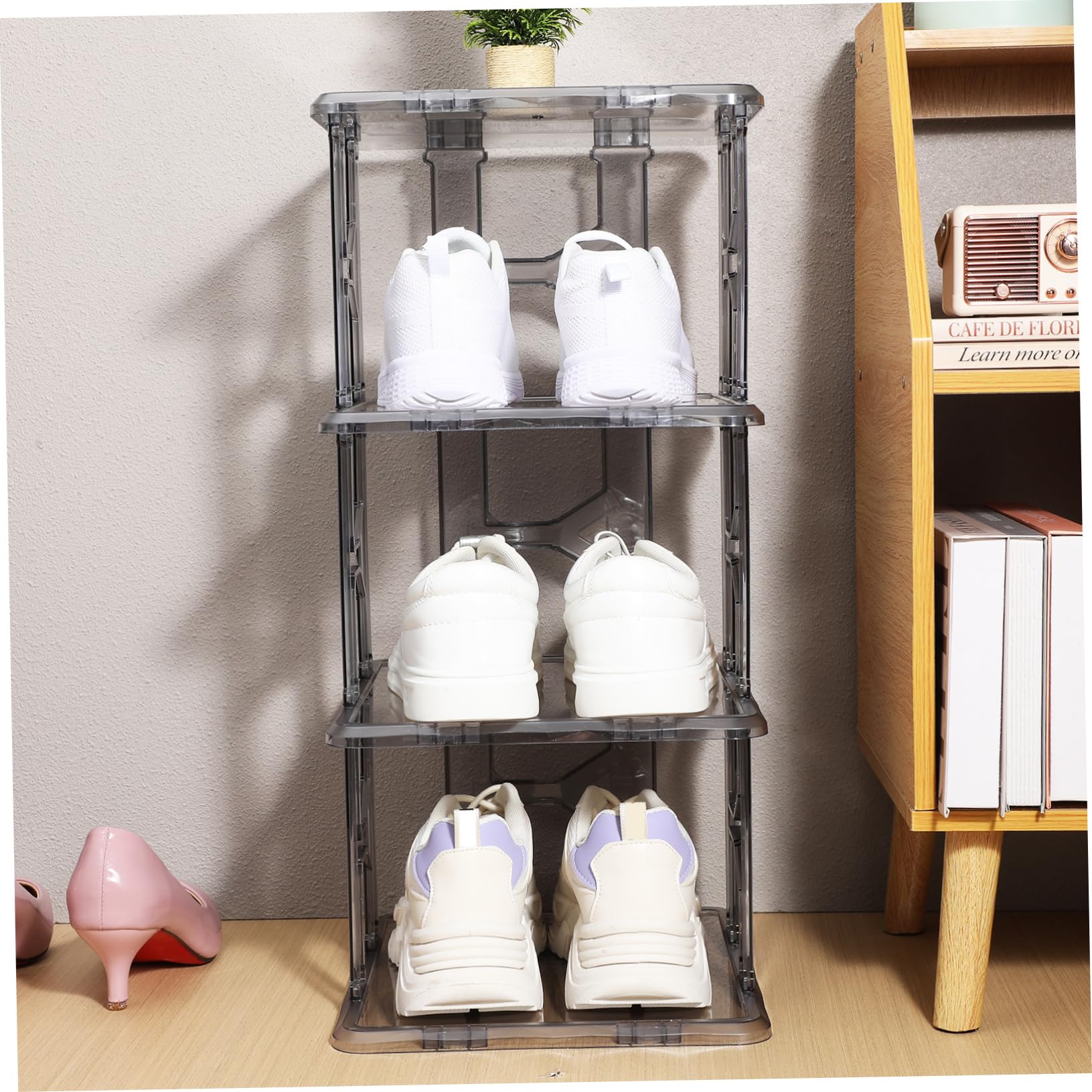 Gatuida Zapatero De Puerta Organizador De Zapatos Compacto De Plástico Ahorra Espacio para Pasillos Cuarto De Baño o Dormitorio