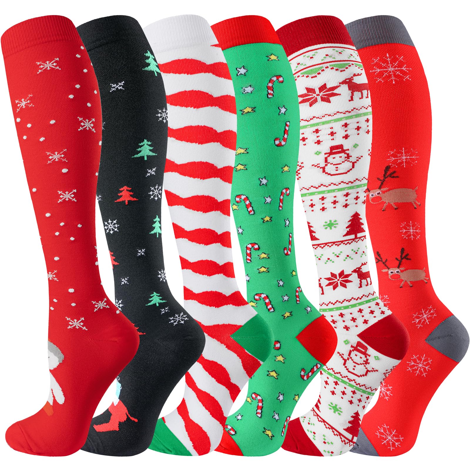cerpite Compression Socks for Women &amp; Men 6 Pairs Knee High Compression Socks 20-30 mmhg Best for Running,Nurse,Travel
