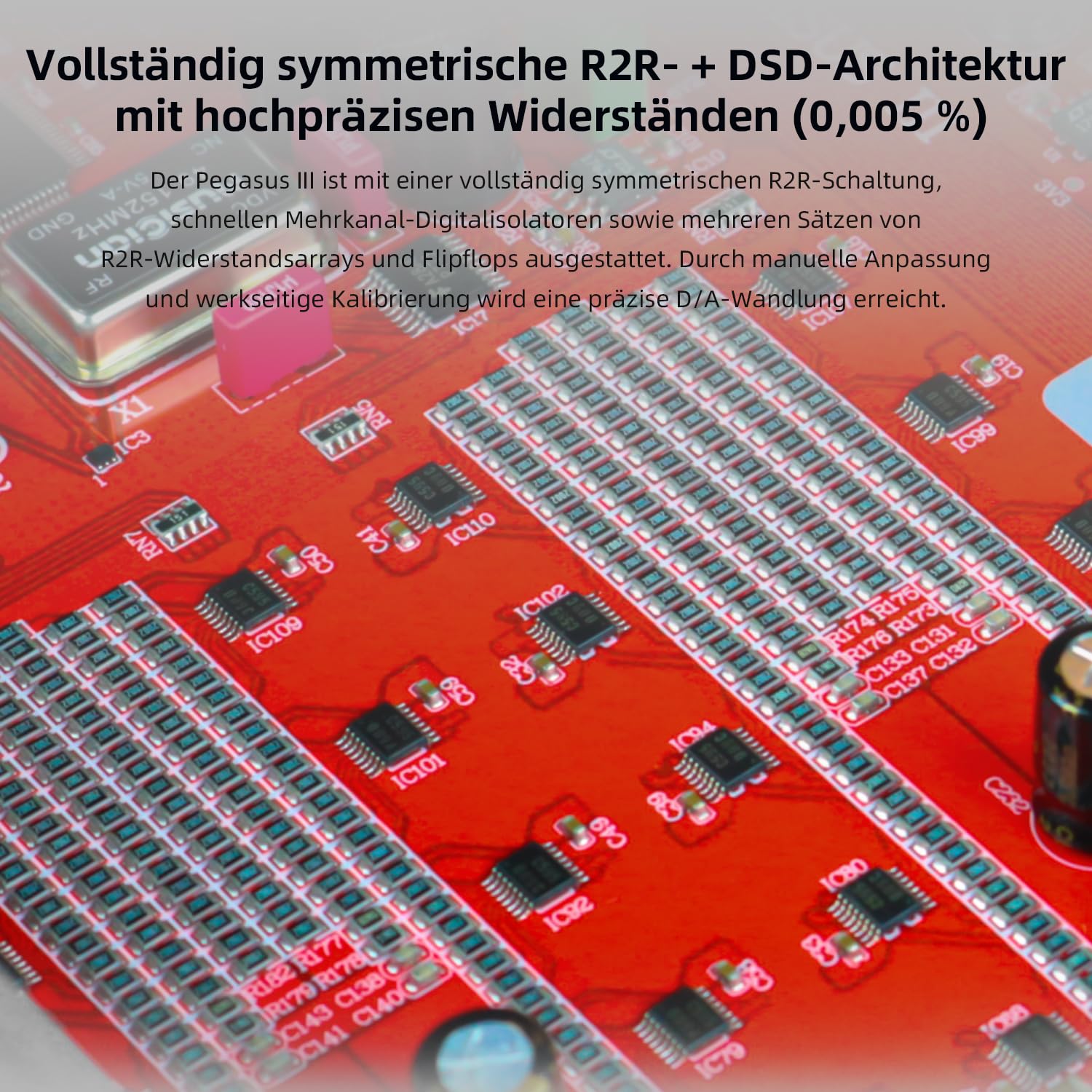 Musician Pegasus III R2R DAC, DSD1024 PCM1536kHz Decoder, USB/Opt/Coax/AES/IIS-Eingang, RCA/XLR-Ausgang, symmetrischer Digital-Analog-Audio-Konverter (Silber)
