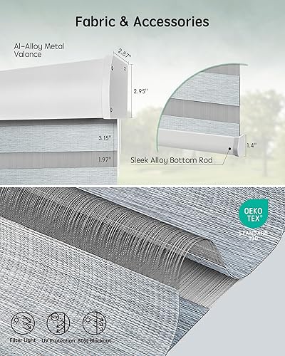 Miniatura 14 de Persianas de cebra motorizadas Yoolax compatibles con Alexa, persianas motorizadas con control remoto, persianas eléctricas inteligentes automáticas