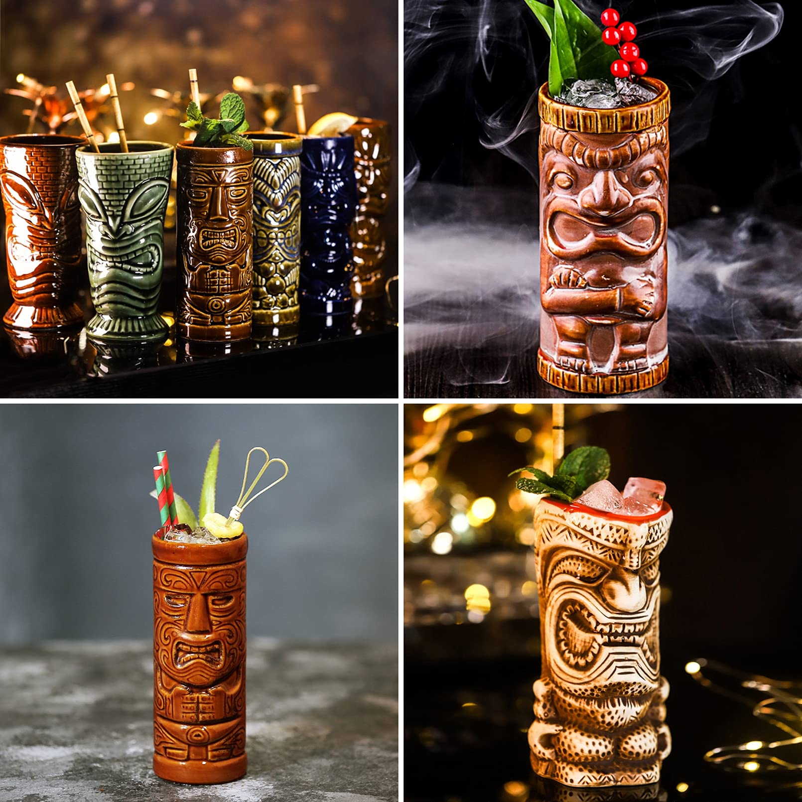 Cocktailgläser - Hawaii Deko - Bar Zubehör - Cocktail Gläser - Cocktail set - Cocktail Deko - Cocktail Zubehör - Cocktailgläser set - Tiki Gläser hawaiianische Tiki-Tasse,Q7