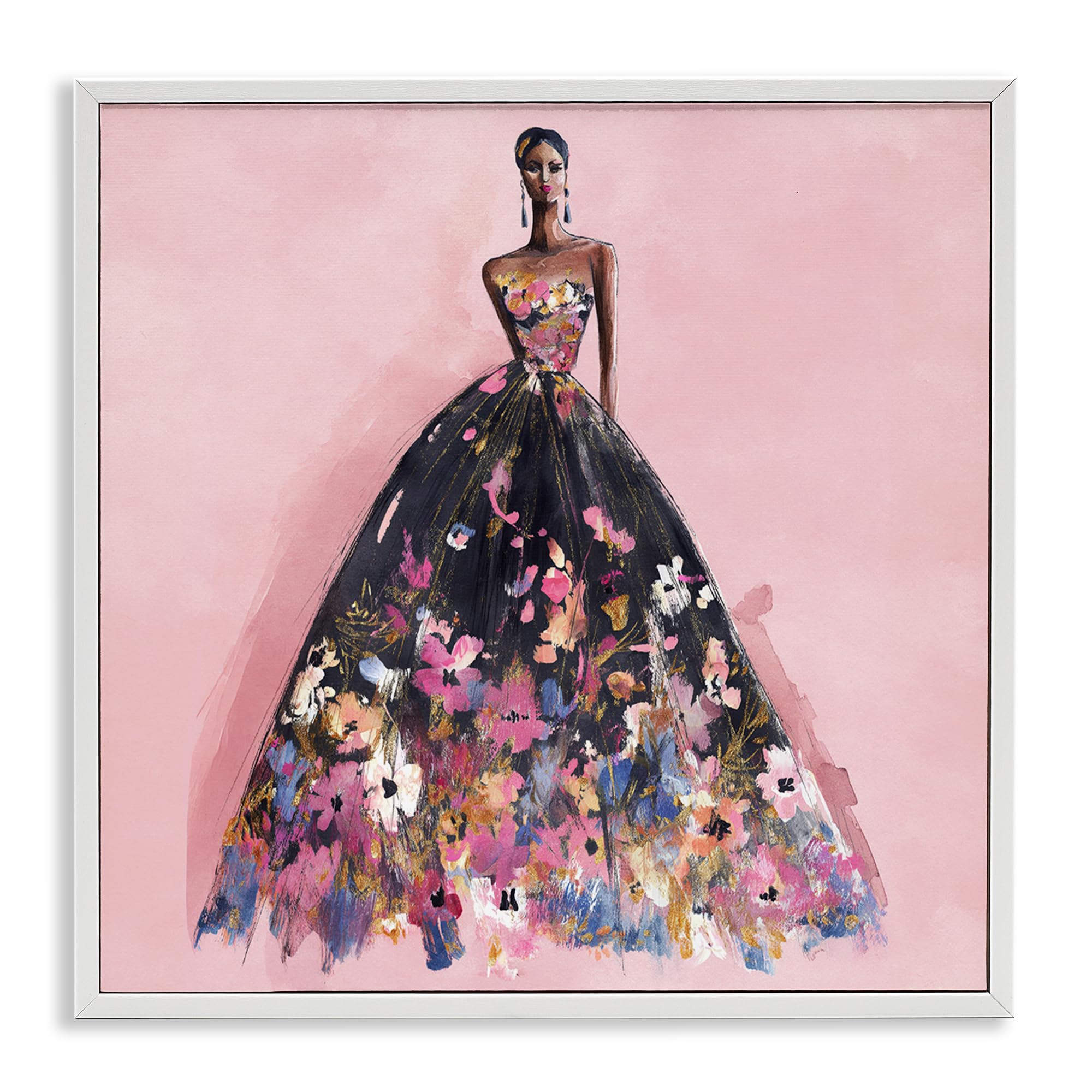 Floral Reverie Gown Fashion Glamour, 24 x 24 Inch Framed Giclée Print