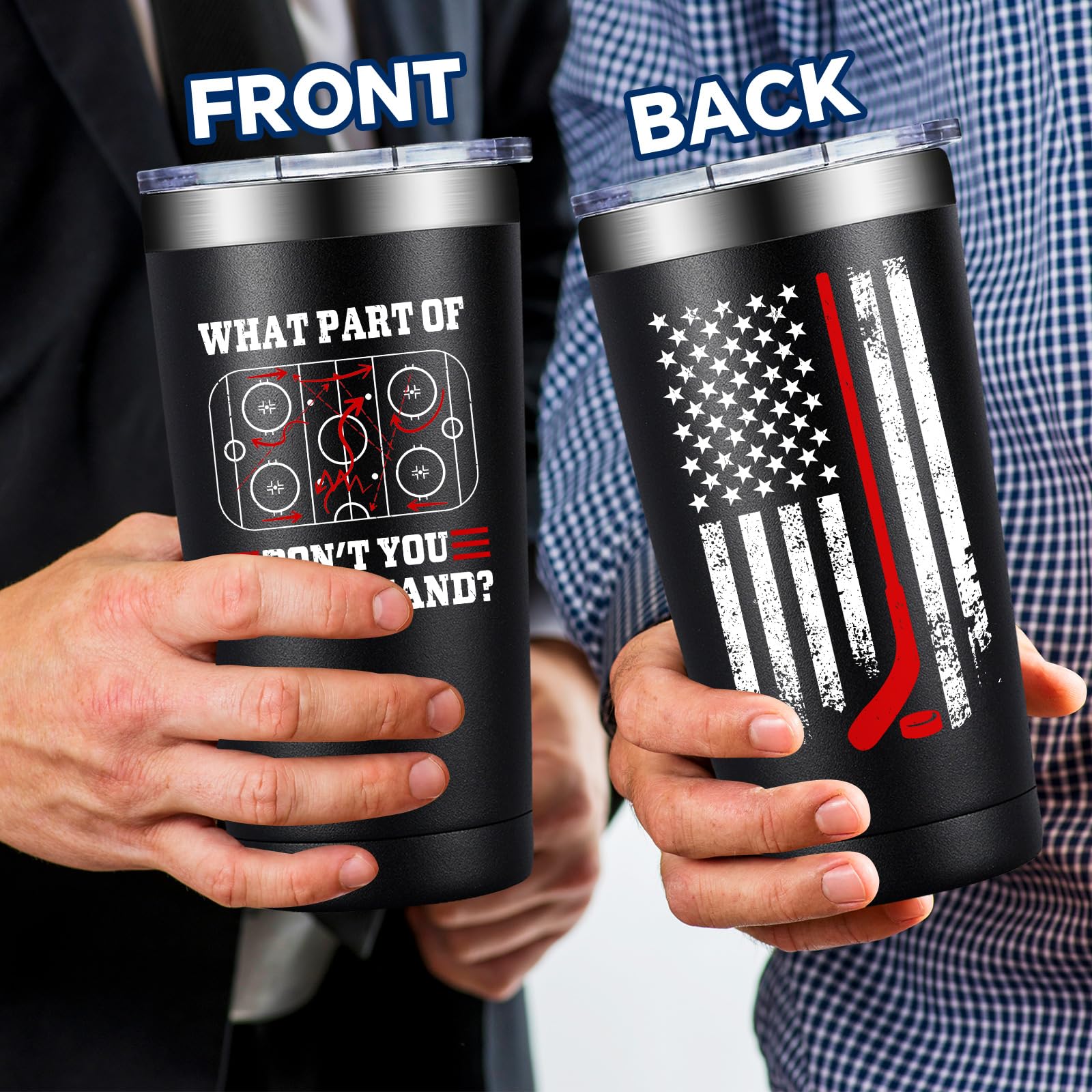 SpenMeta Hockey Gifts for Men, Player - 20 Oz Ice Hockey Gift for Coach, Fans, Lovers Travel Tumbler Cup