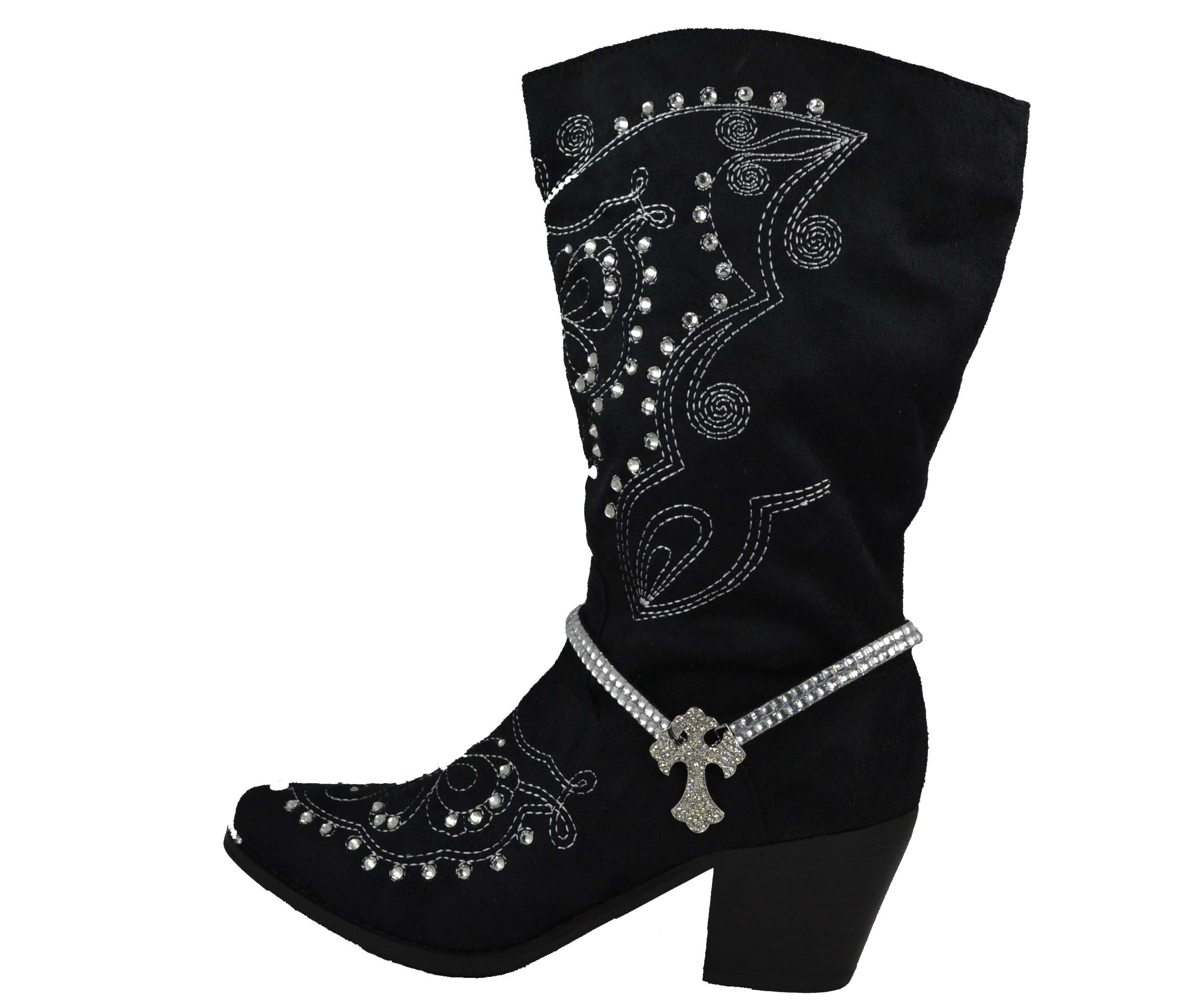 11 " + 3" Acrylic Clear Chain With Rhinestone Cross Pendant Adjustable Boot Chain SKU No:BT11-1219-01 CLEAR