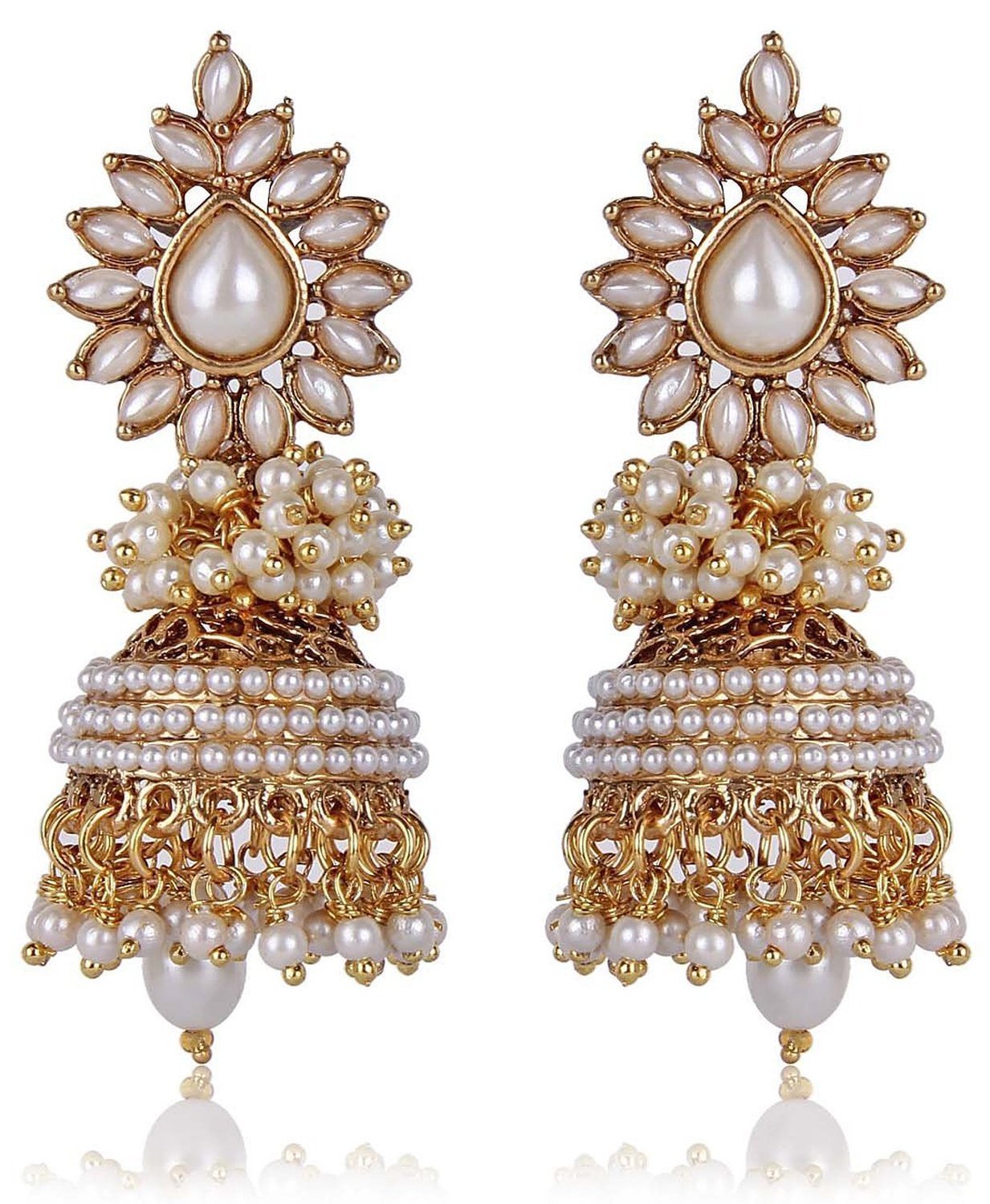 Shining Diva White Gold-Plated Jhumki Earrings For Women (B01FFTBKFY) Amazon Price History, Amazon Price Tracker
