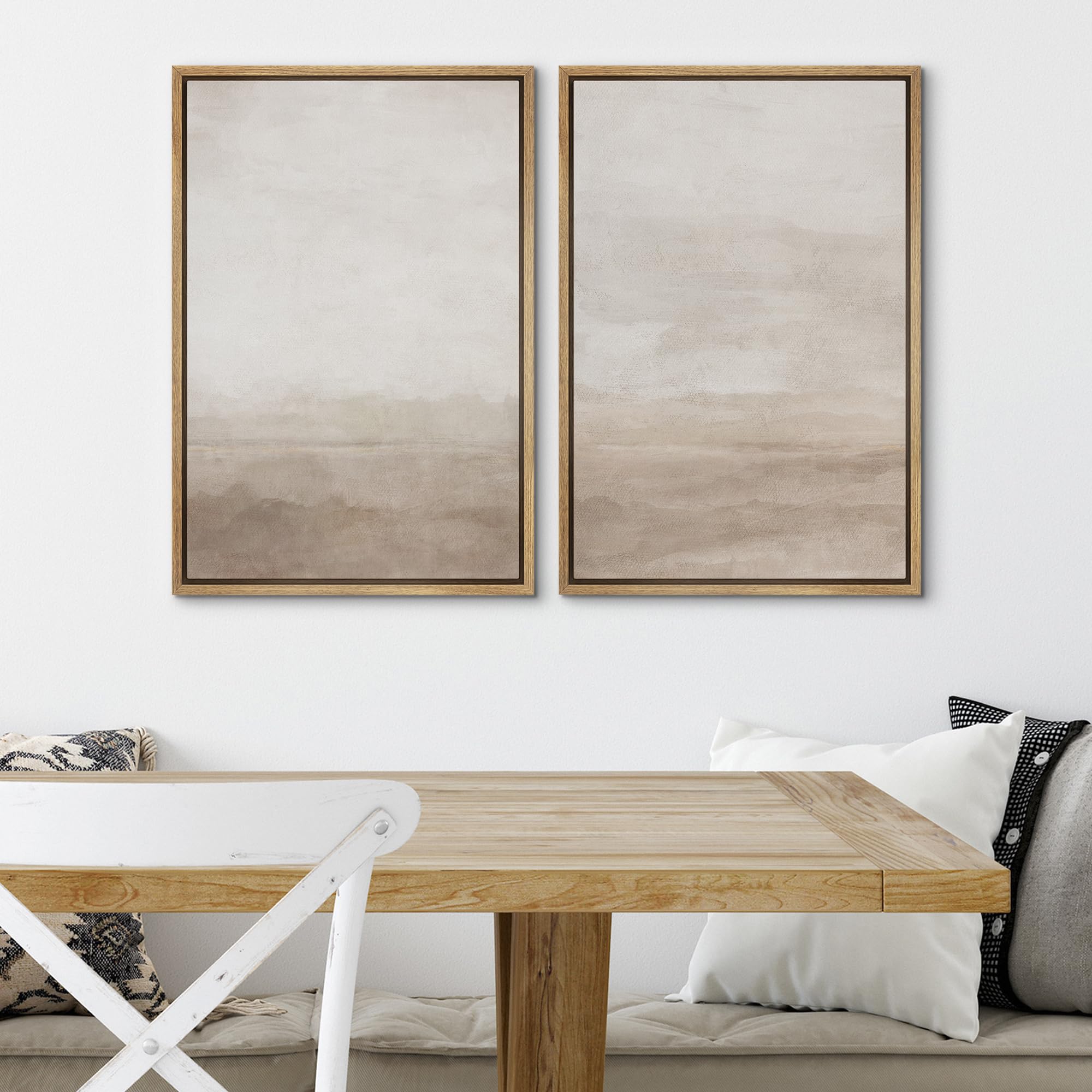 SIGNWIN Framed Canvas Print Wall Art Abstract Wave Pattern Modern Art Minimalist Neutral Decor for Living Room, Bedroom, Office - 16"x24"x2 Natural — view 4