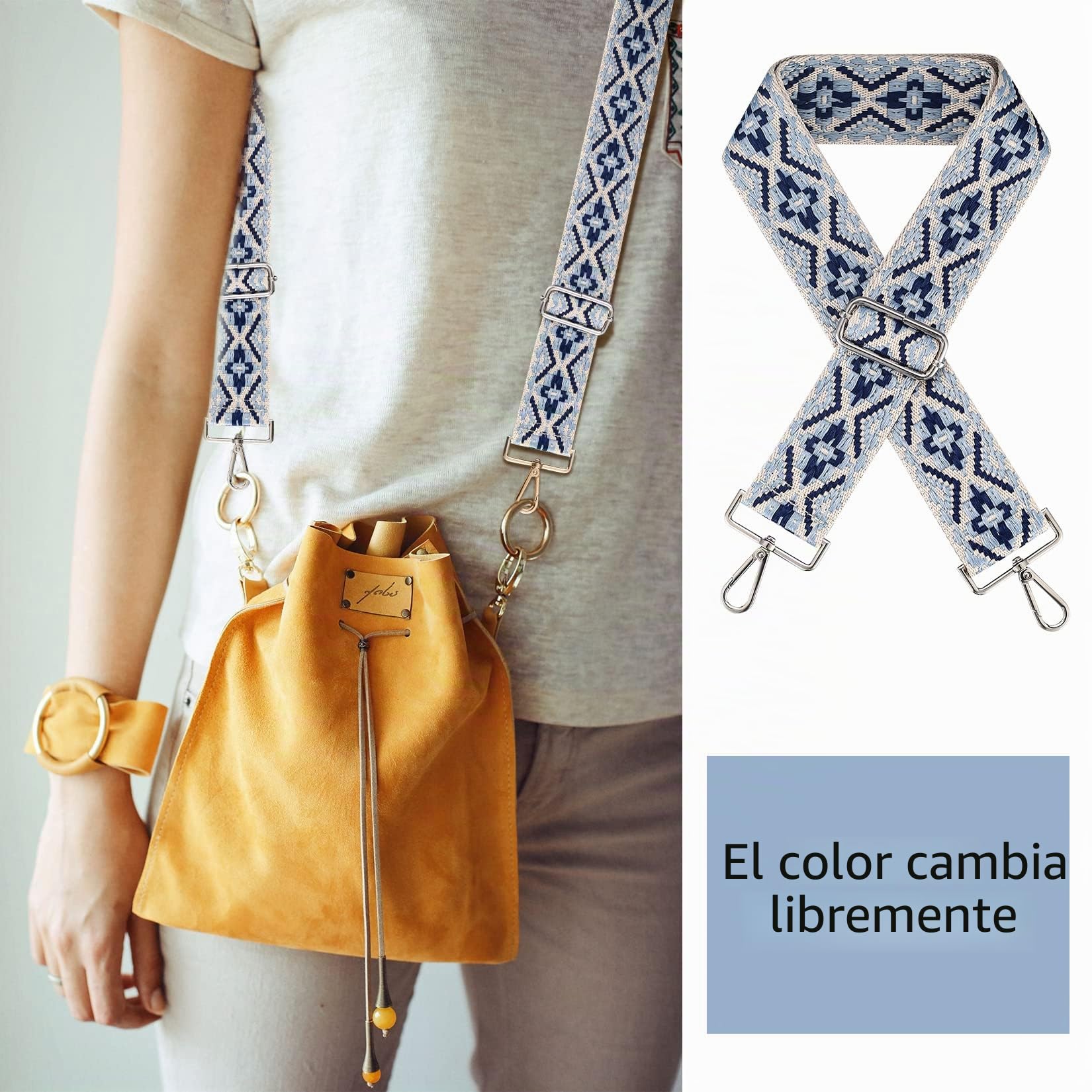 Bandolera para Bolsos, Correa de Hombro, Correa de Repuesto Ajustable, Correa Ancha Larga Universal para Mujer y Hombre, Bolso Crossbody Cambiar (Azul)