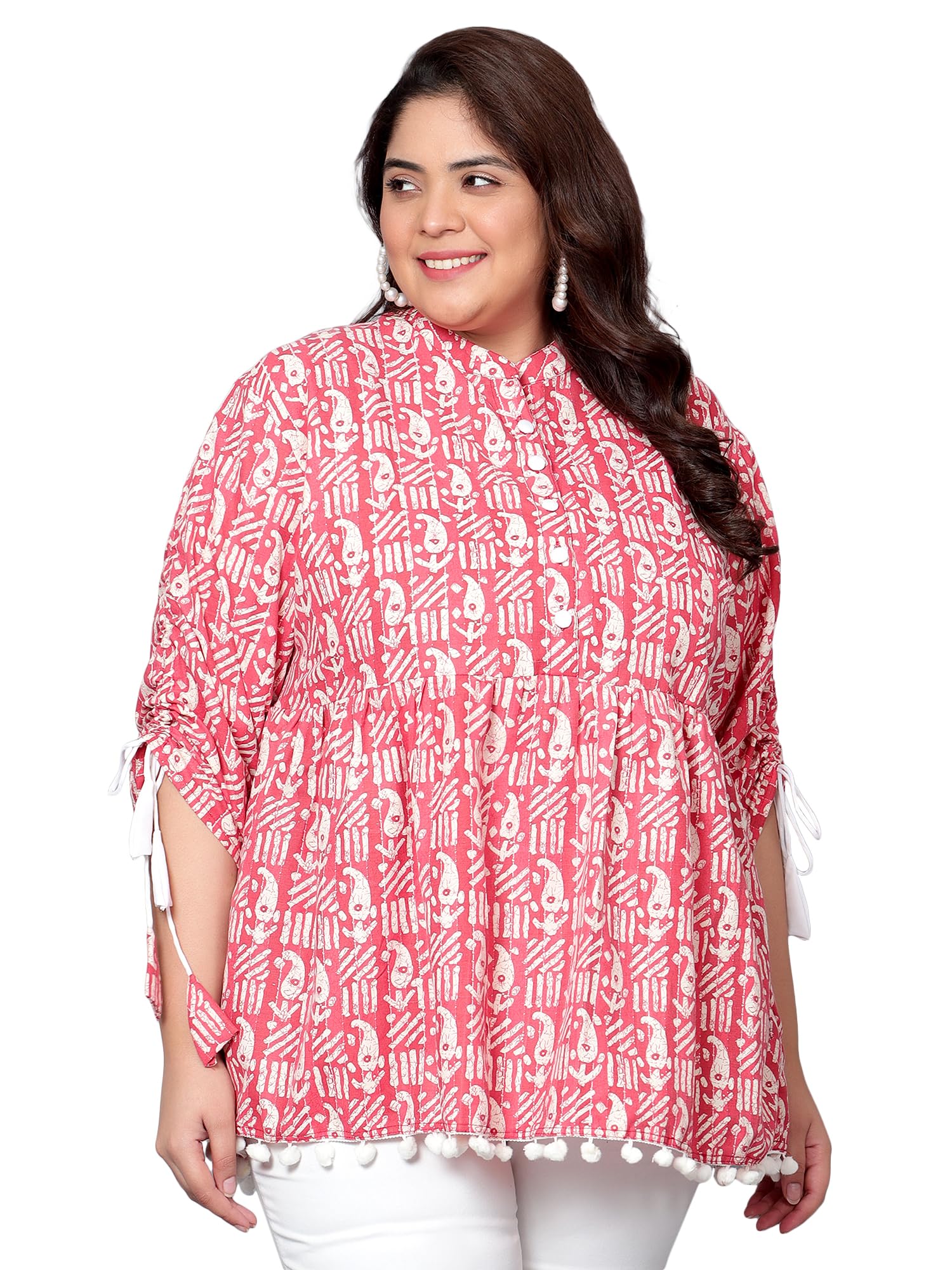 IndietogaWomen's Pure Cotton Plus Size Longline Tunic Tops (2XL to 7XL)