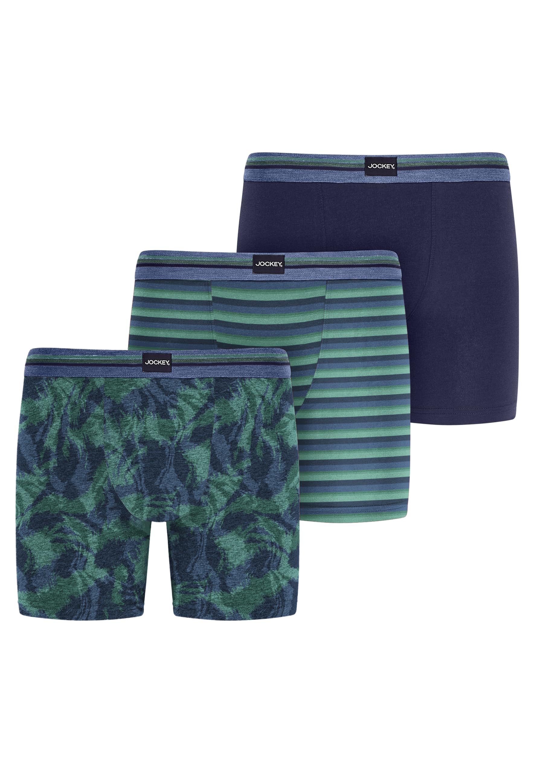 Jockey Cotton Stretch Boxer Trunk 3Pack, M, Sterling Blue