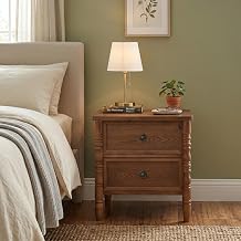 COZAYH Vintage Farmhouse 2 Drawer Nightstand, Almost Fully Assembled, Brown