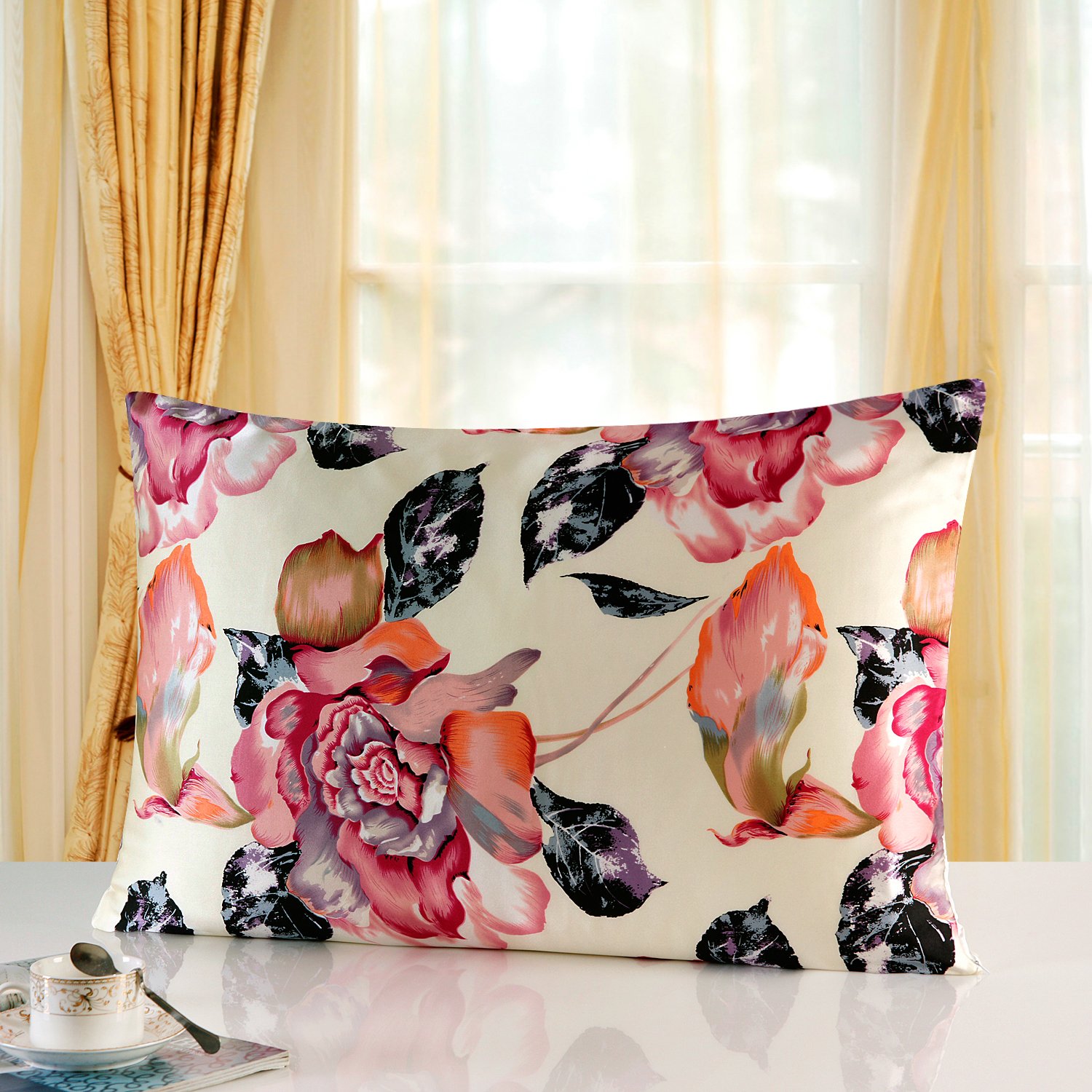 townssilk Federa seta cuscino,100% naturale seta di gelso 19momme,doppia faccia,benefica per capelli e pelle,ipoallergenica,cerniera nascosta,1 pz,50x75cm,Pattern7