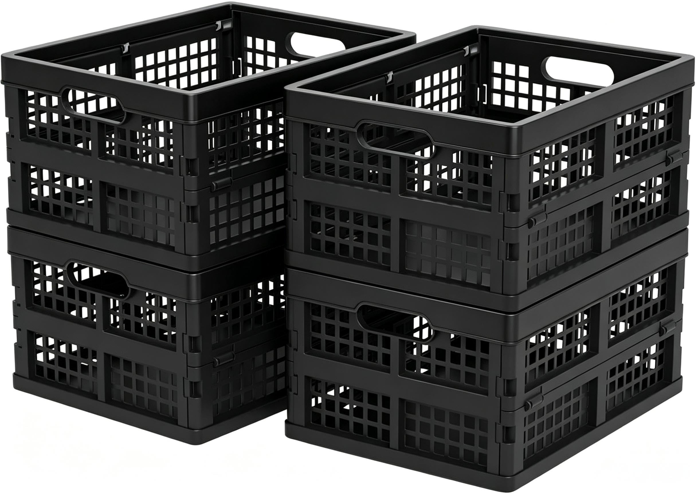 Loiycg 34 L Large Collapsible Storage Crates, Stackable Milk Crate, 4 Packs