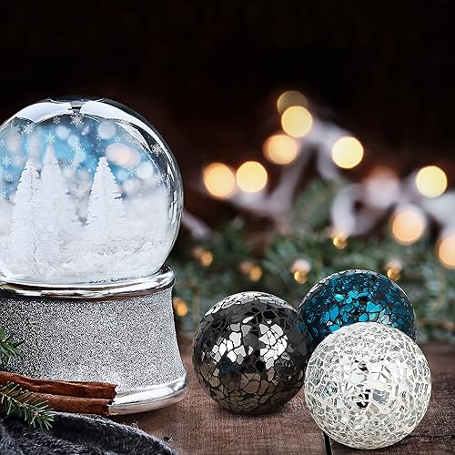 Miniatura 6 de Cunhill 3 bolas decorativas de vidrio de 3 pulgadas, mosaico, orbes de vidrio, esferas de centro de mesa, decorativas para tazones, jarrones, mesas
