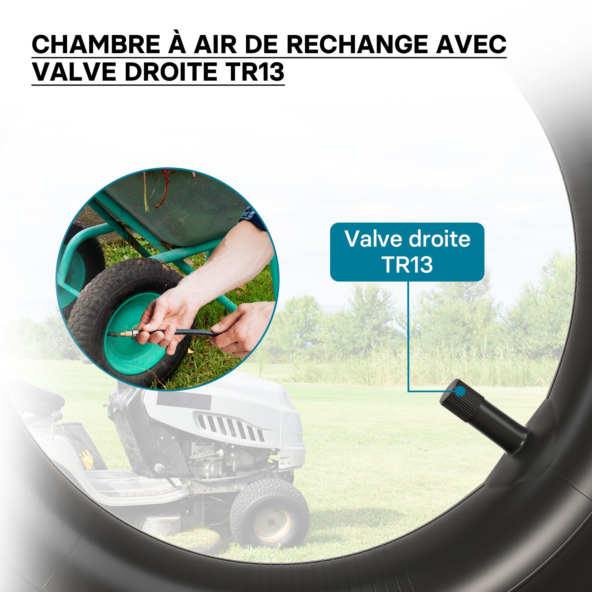 2 Chambres à Air 4.80/4.00-8 - Valve TR13 Droite - Pour Brouette, Tondeuse, Remorque