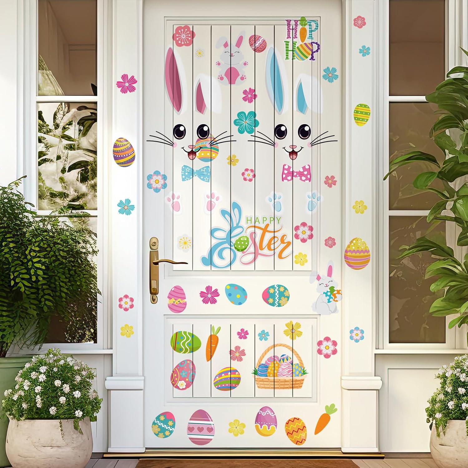 Kajaia Easter Bunny Wall Decals Large Easter Door Stickers image 5