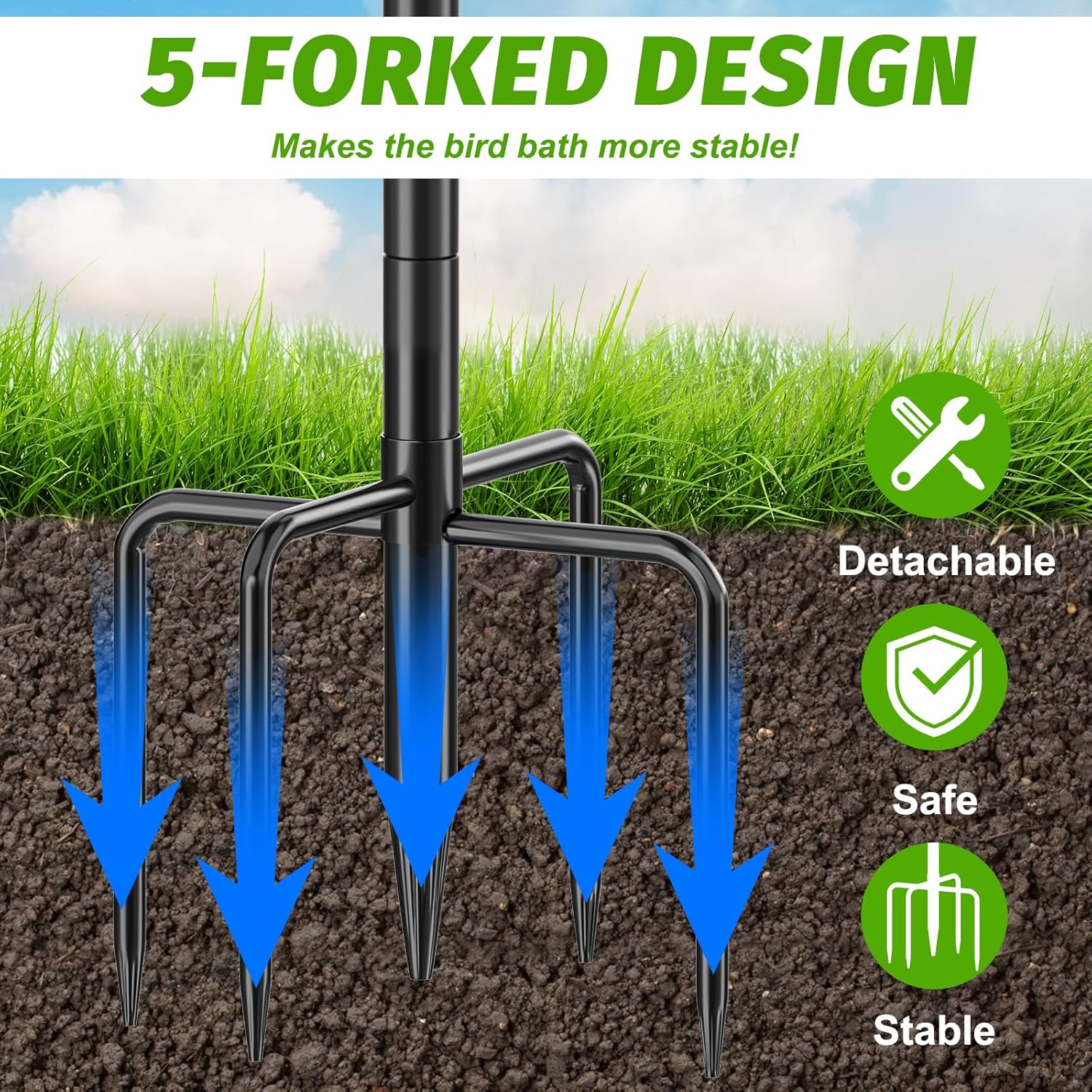 Metal Bird Bath for Outside, Sunflower Standing Wind Sculpture, Metal Bird Bath & Windmill for Outdoors Garden Yard Patio Decor