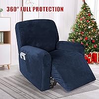 Vista 2 de 4 fundas de terciopelo para sofá reclinable, fundas elásticas para sofá reclinable de un solo asiento con bolsillo lateral, funda para asientos