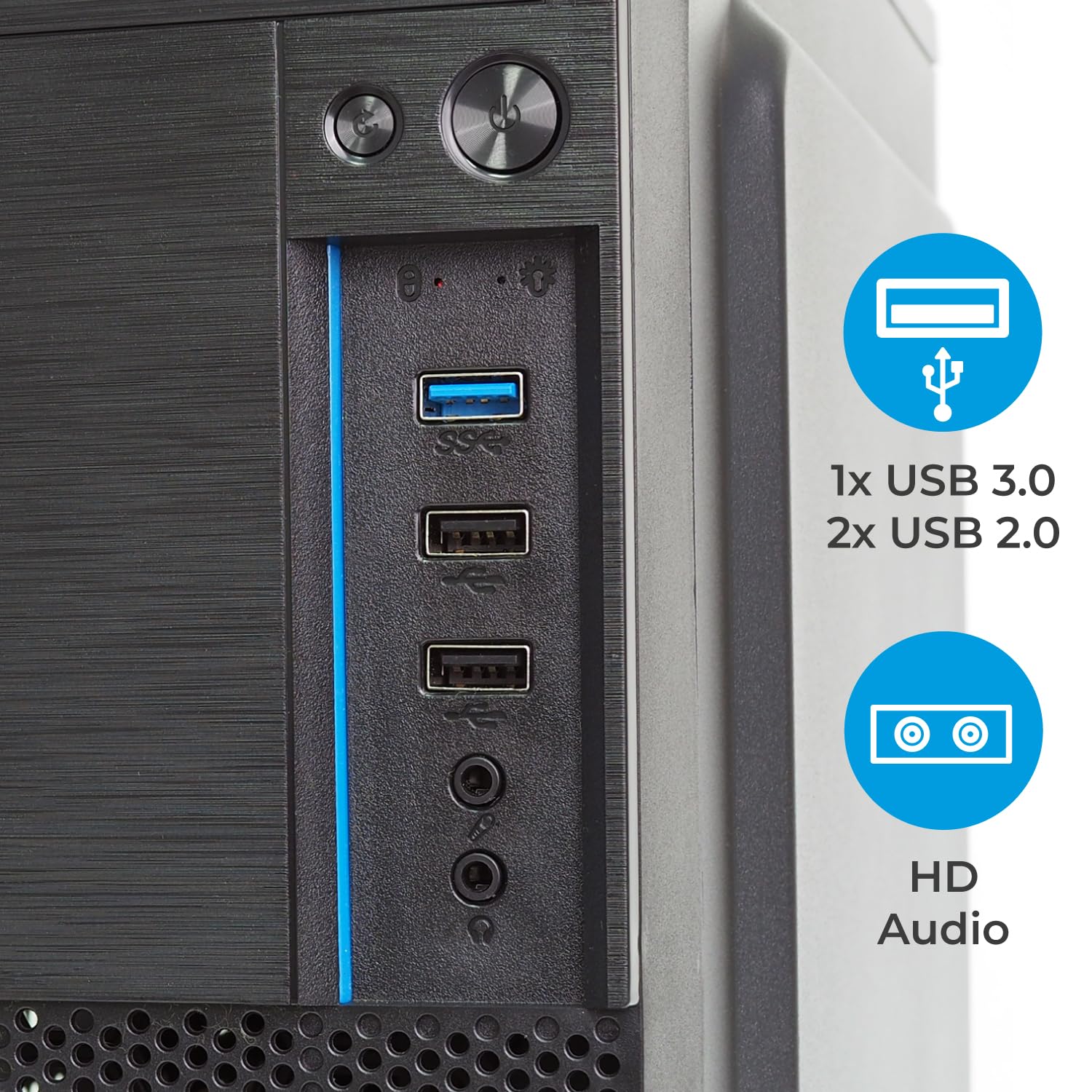 Case VulTech ATX VCO-A1699 Rev. 2.1 senza alimentatore, computer case compatto 2x Usb 2.0, 1x Usb 3.0, colore nero