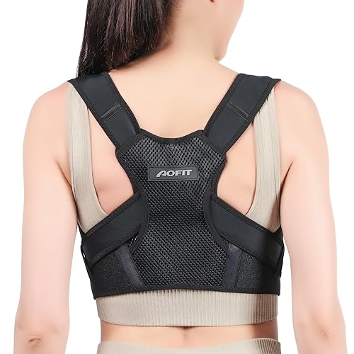 Corrector de postura para mujeres y hombres, ajustable y ligero, corrector de postura, alivio del dolor de hombro debajo de la ropa, talla M