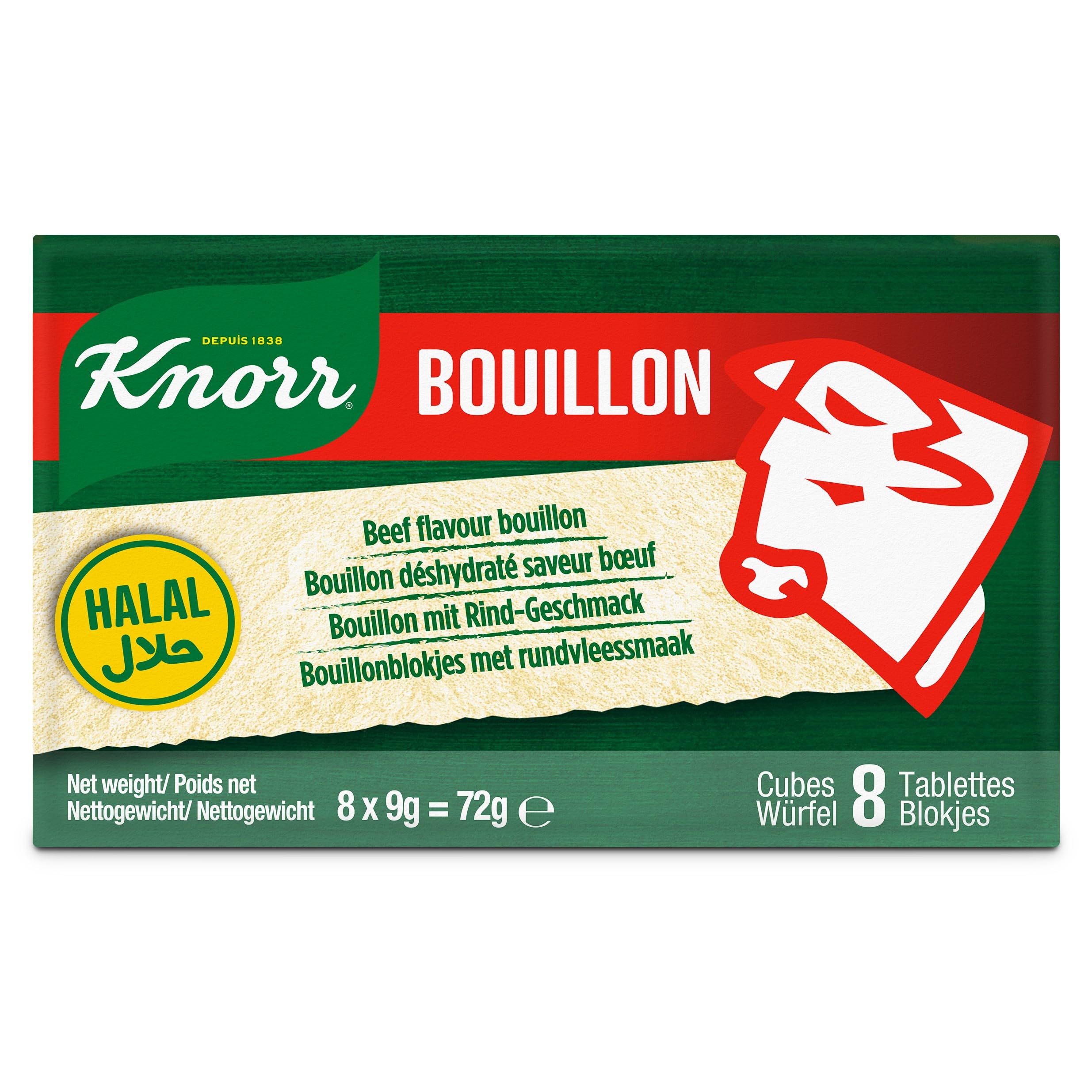 KNORR Bouillon Boeuf Halal Cube (6 Unités (6 x 8 x 9g))