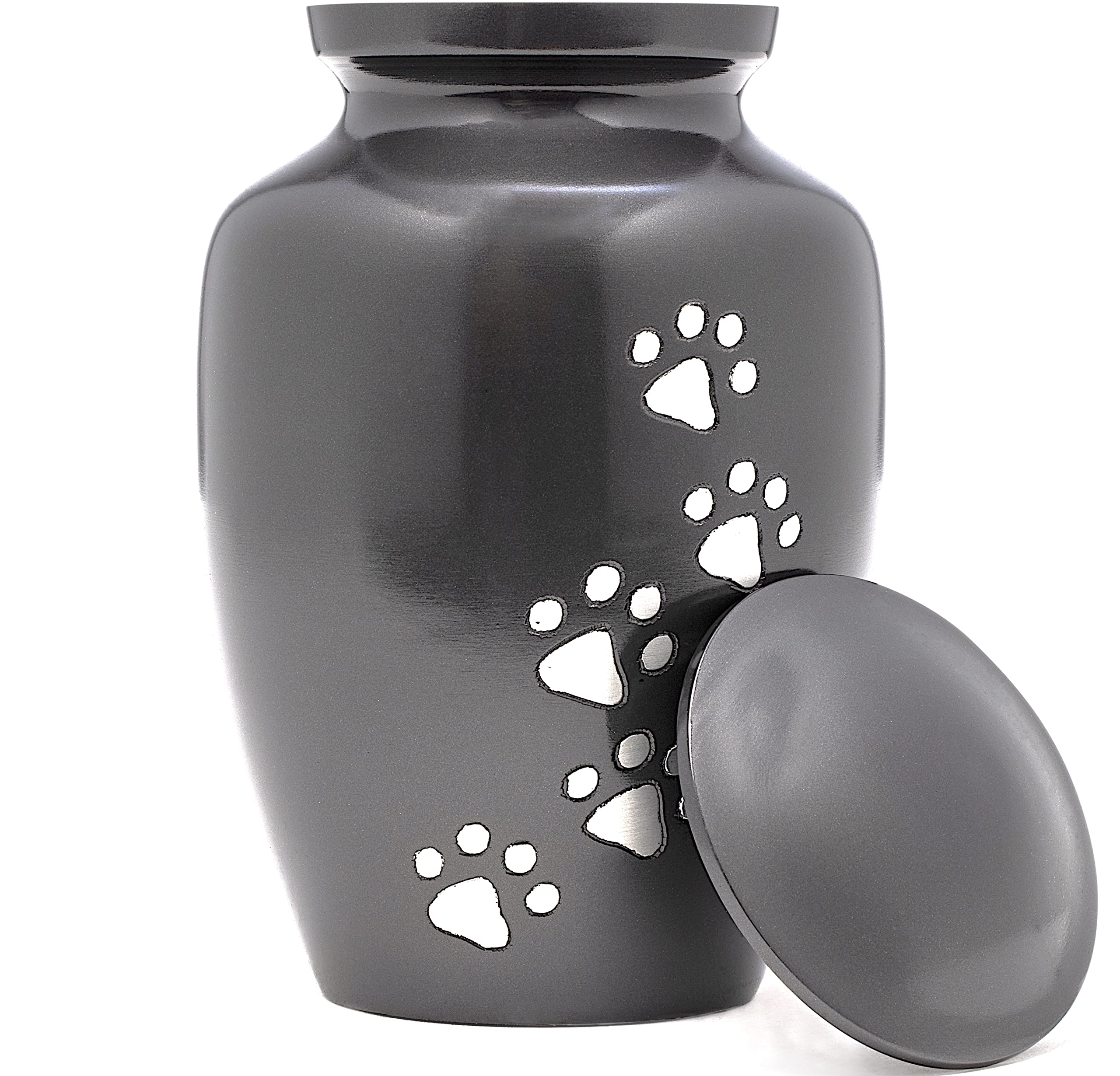 Eternal Harmony Cremation Urn for Animal Ashes | Funeral Vase Carefully Handcrafted with Elegant Finishes to Honor and Remember Your Pet | Dogs and Cats with Velvet Bag (Dark Gray, Large)