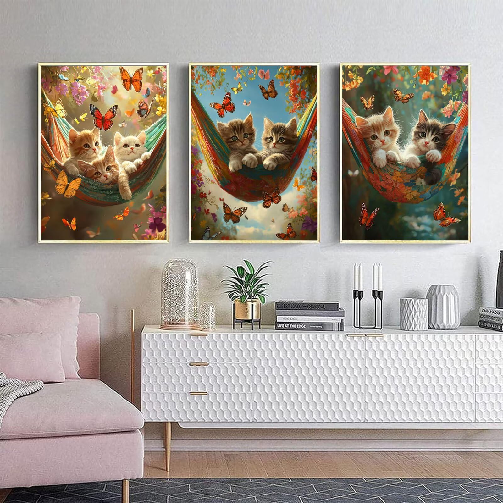 Generico Cnyaunfi 3 Pezzi Farfalla Pittura Diamante Fai-Da-Te 5D Blu Diamond Painting Kit Completo per Hobby Creativi Adulti, Per La Decorazione Della Parete Di Casa 60x80cm YF-3208