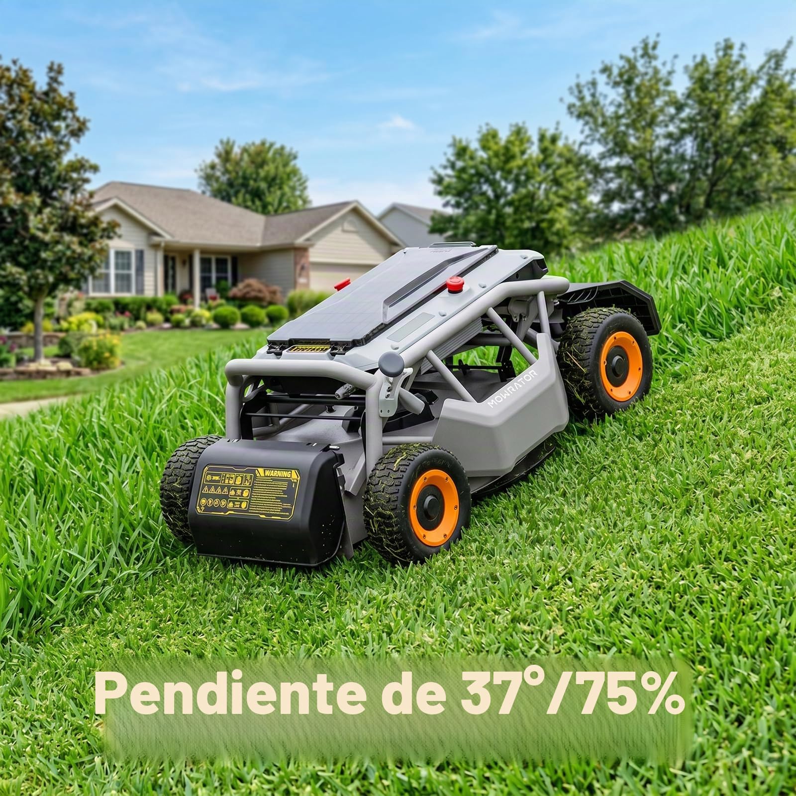 Mowrator Cortacésped con control remoto S1 4WD 56V12Ah, cortacésped multifunción RC con altura de corte de 1.5-4.3 pulgadas, ancho de corte de 21 pulgadas para 75% de pendiente (37°) para cortar 0.75