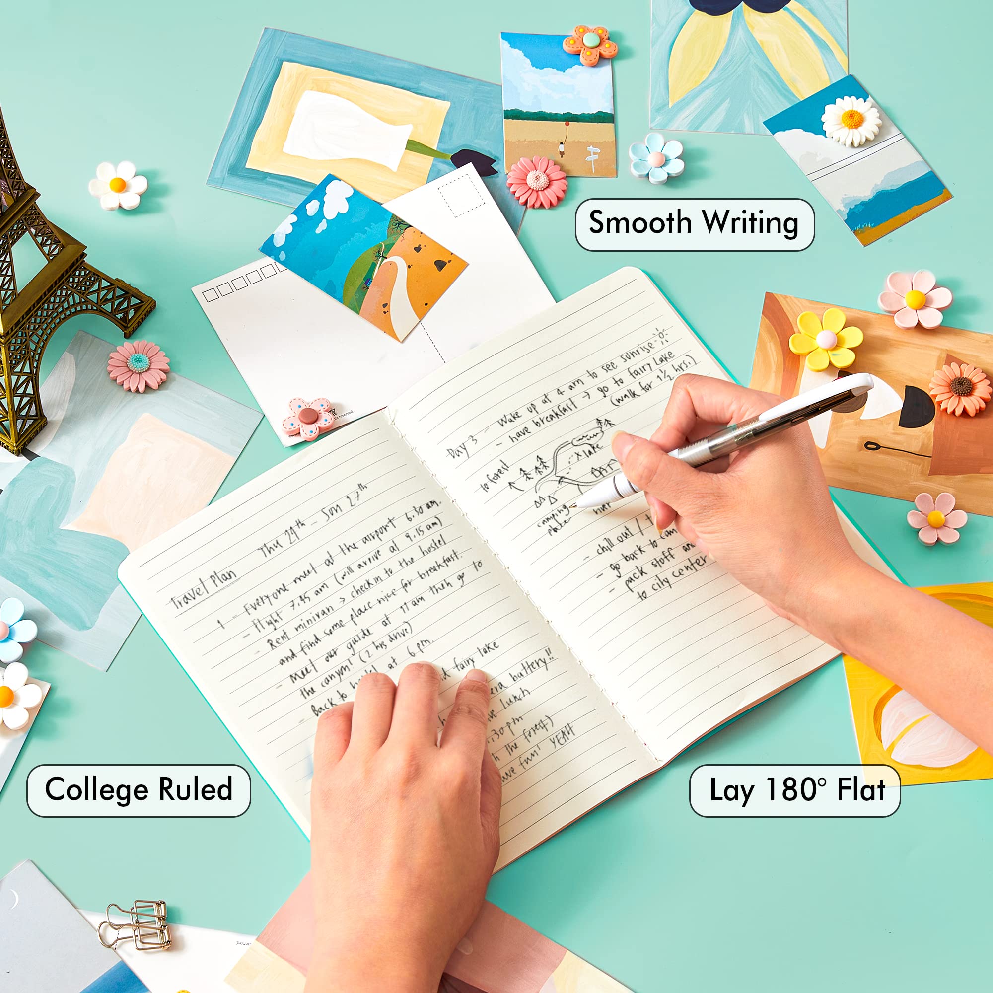 feela - Confezione da 16 quaderni con copertina morbida, a righe, per lavoro, per donne e ragazze, per scrivere appunti, appunti per prendere appunti, forniture scolastiche e aziendali, formato A5,