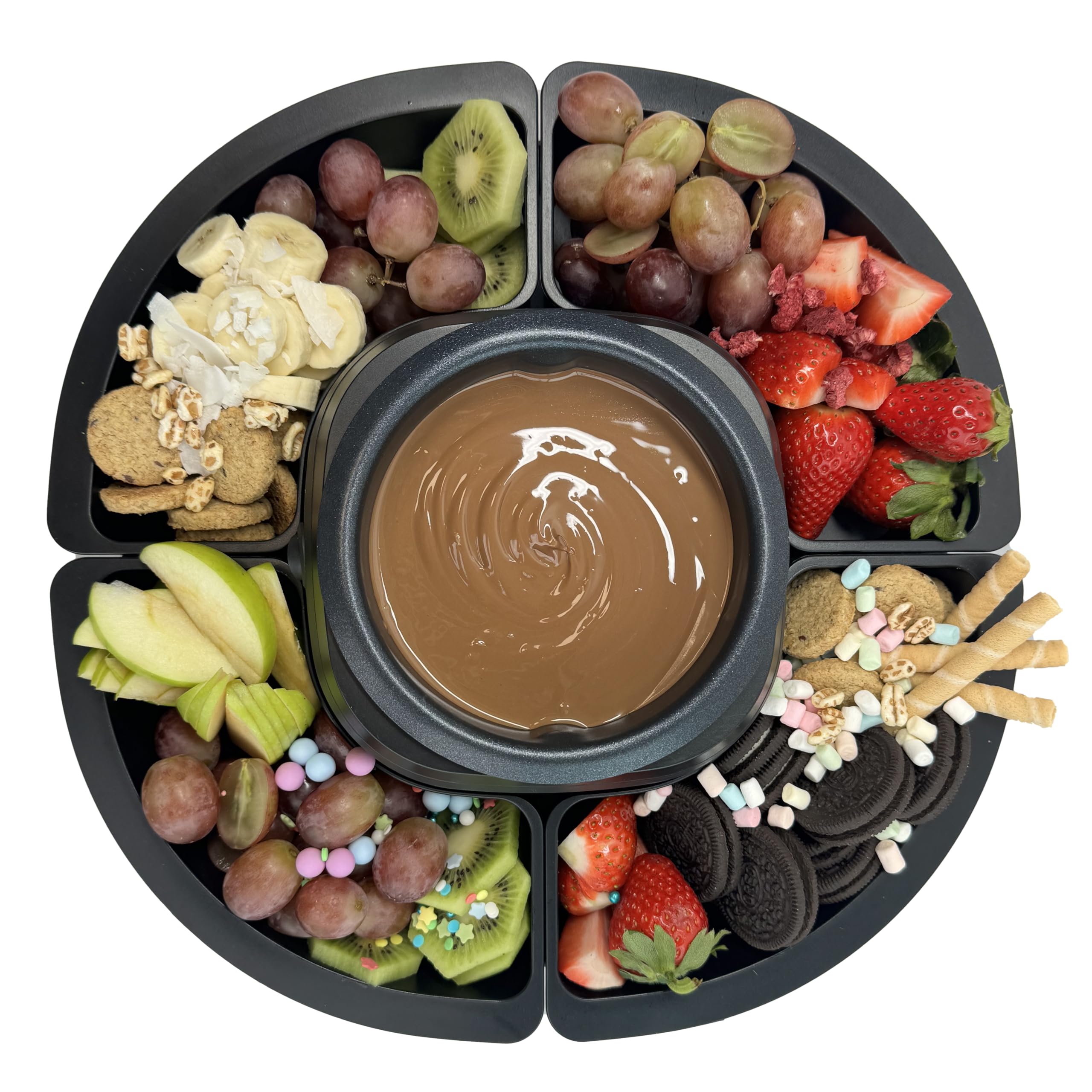Silva Schneider SF 430, Fondue à chocolat électrique, noir mat, 270 Watts, bols et plateaux de service amovibles, fourchettes à fondue en acier inoxydable incluses, facile à nettoyer