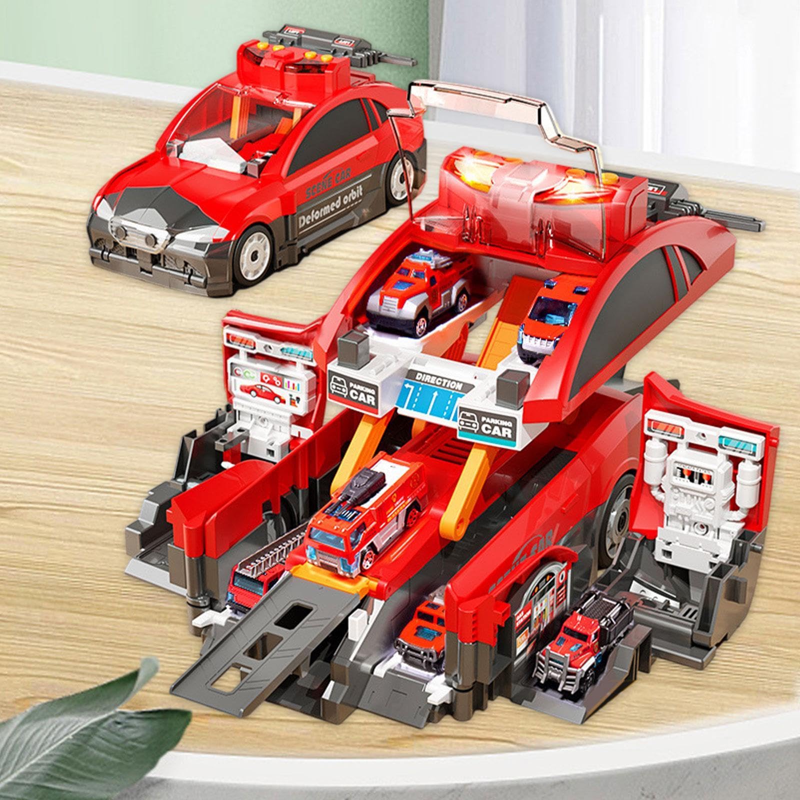 predolo Set di Giocattoli per Bambini, Camion E Auto con 6 Modelli in Metallo, Camion dei Pompieri